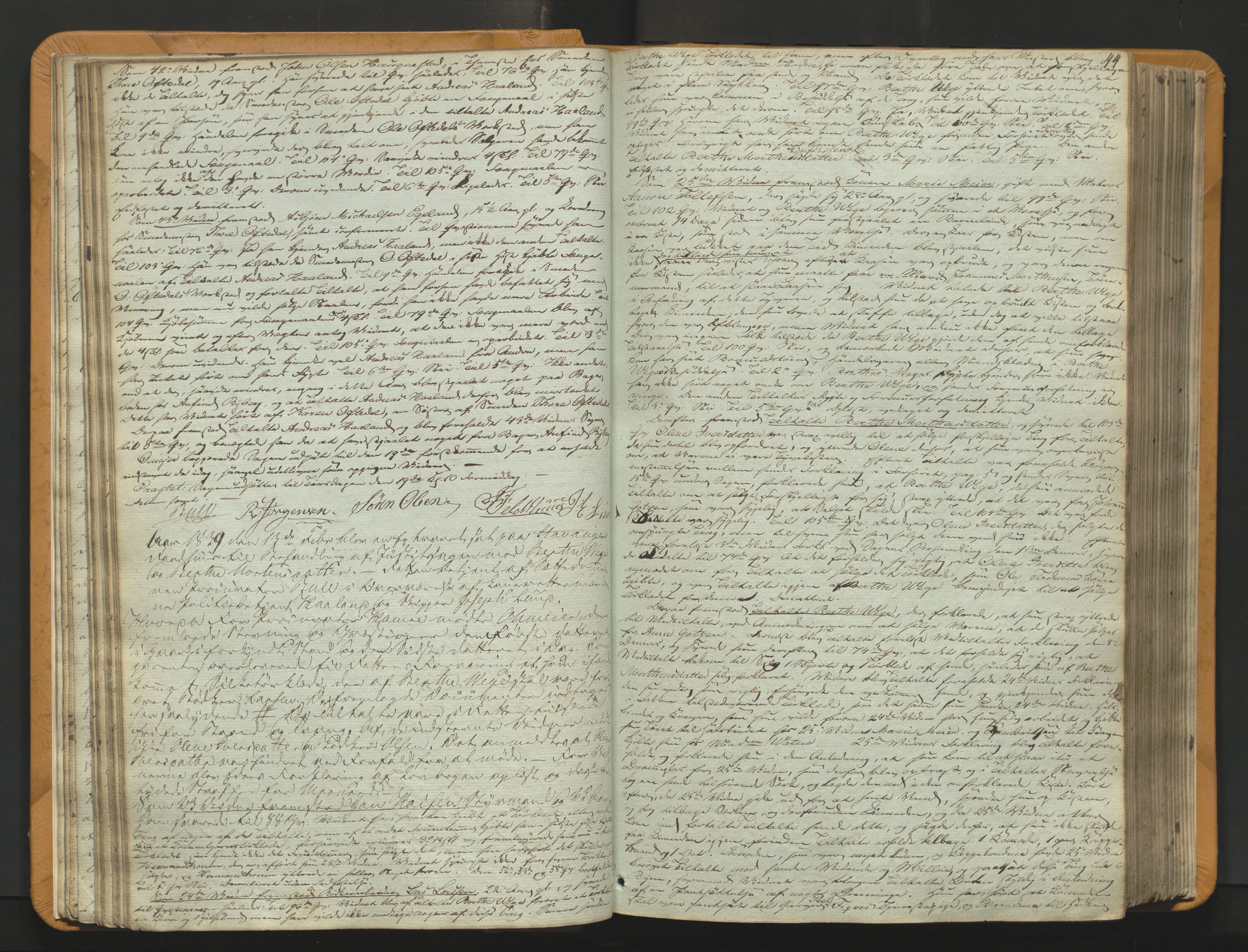 Stavanger byfogd, AV/SAST-A-101408/001/3/30/30BA/L0054: Bytingprotkoll, 1838-1843, s. 43b-44a