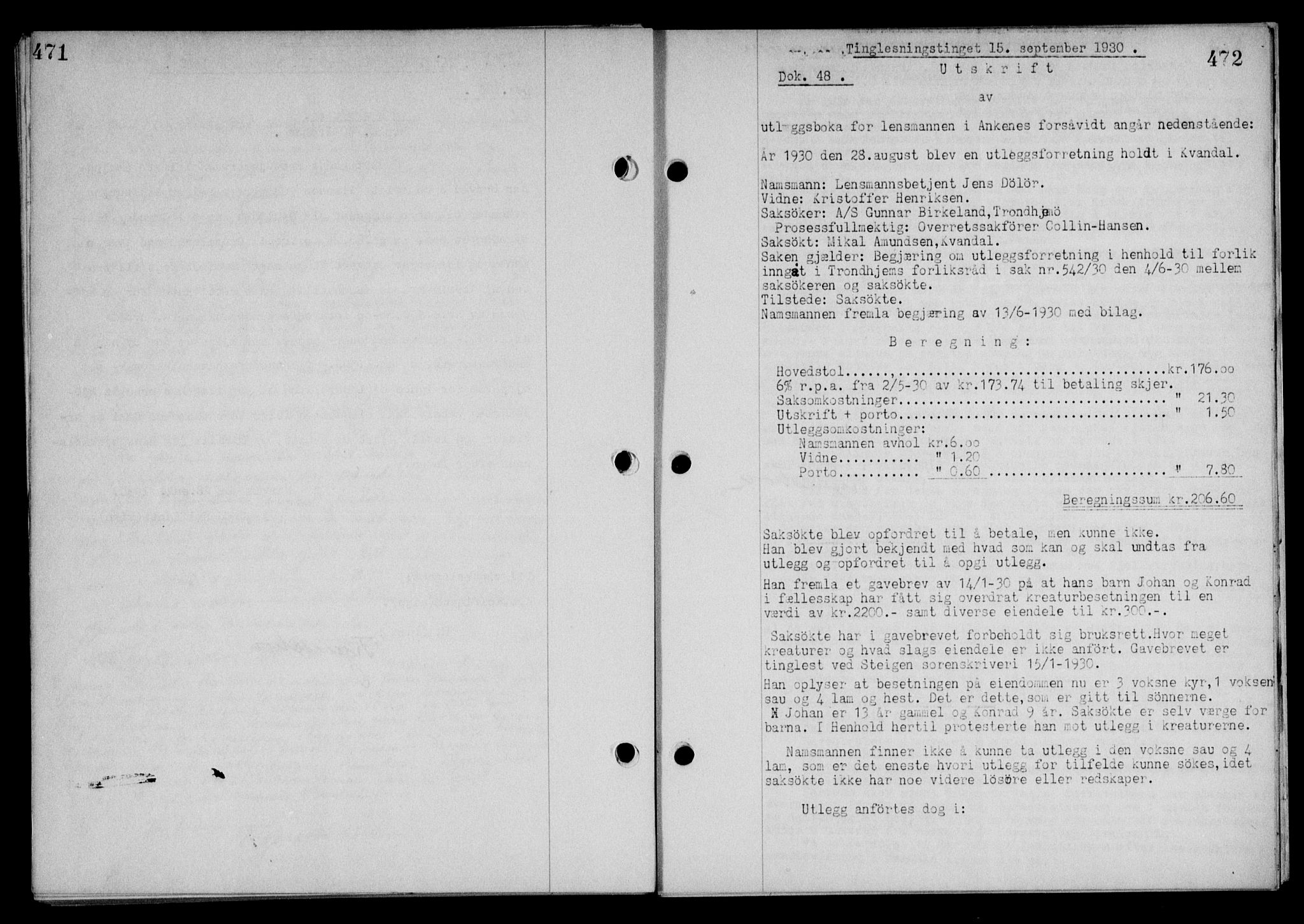 Steigen og Ofoten sorenskriveri, SAT/A-0030/1/2/2C/L0018/0001: Pantebok nr. 20-II og 21, 1930-1931, Tingl.dato: 15.09.1930