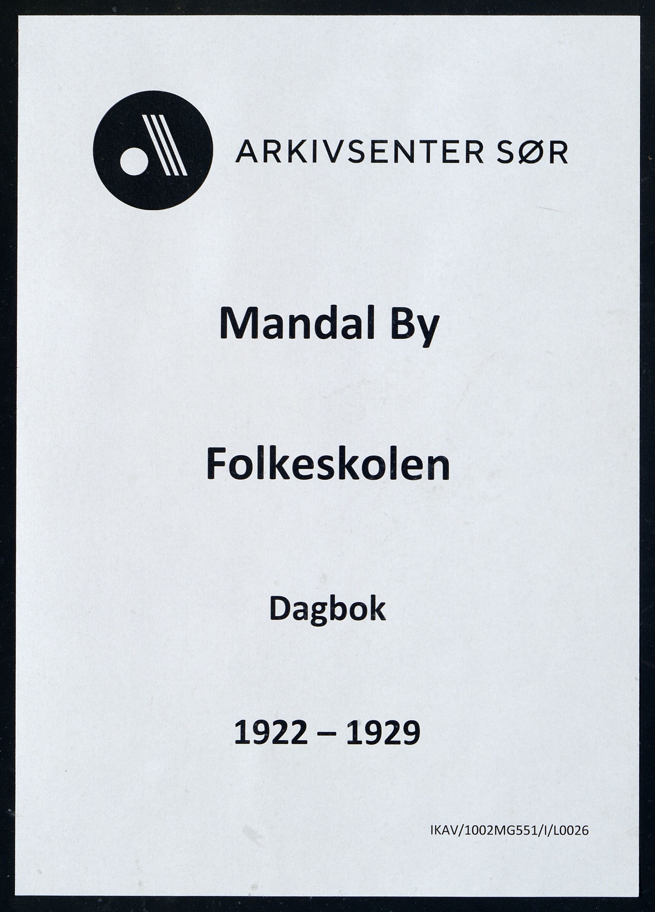 Mandal By - Mandal Allmueskole/Folkeskole/Skole, IKAV/1002MG551/I/L0026: Dagbok, 1922-1929