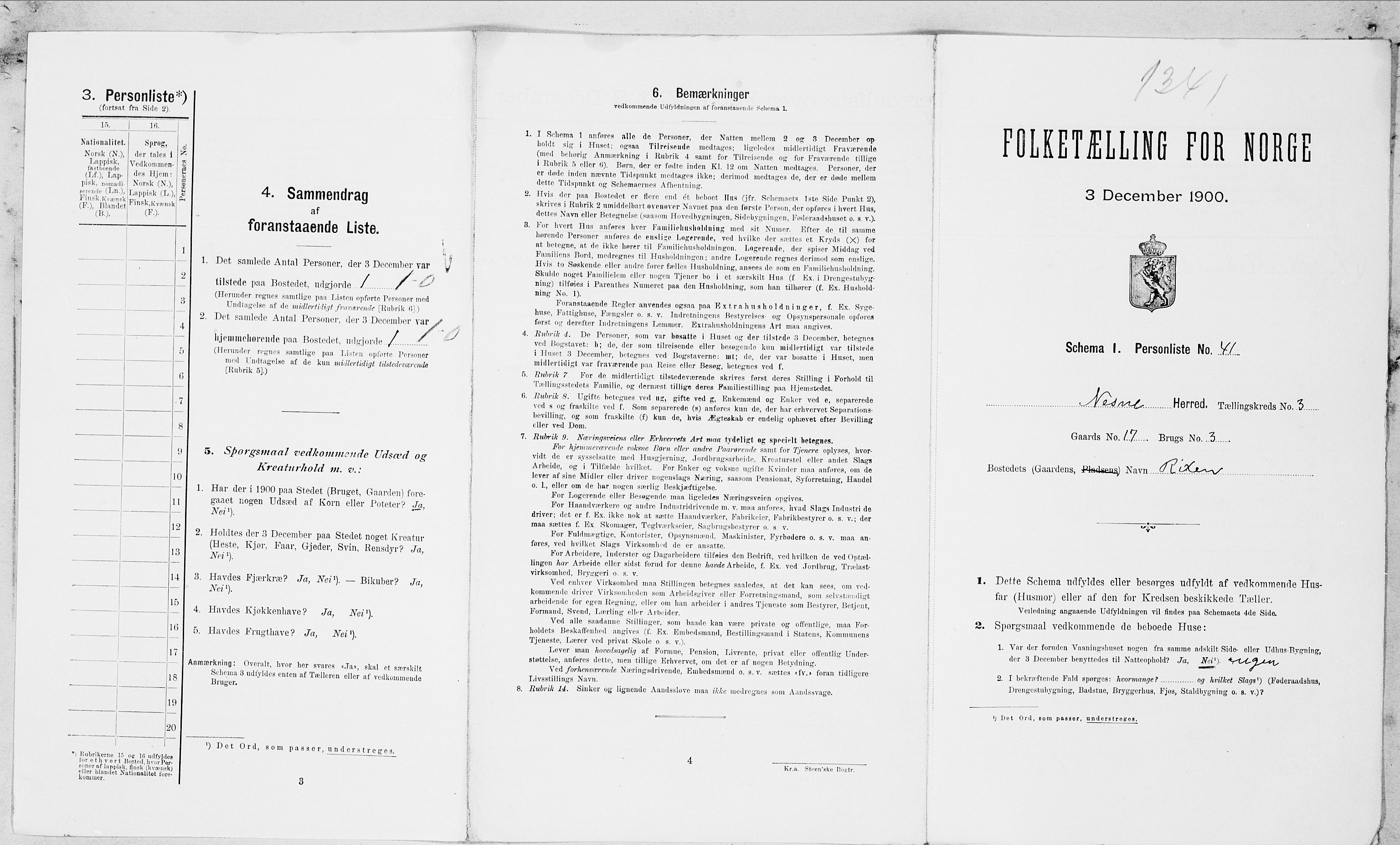 SAT, Folketelling 1900 for 1828 Nesna herred, 1900, s. 252