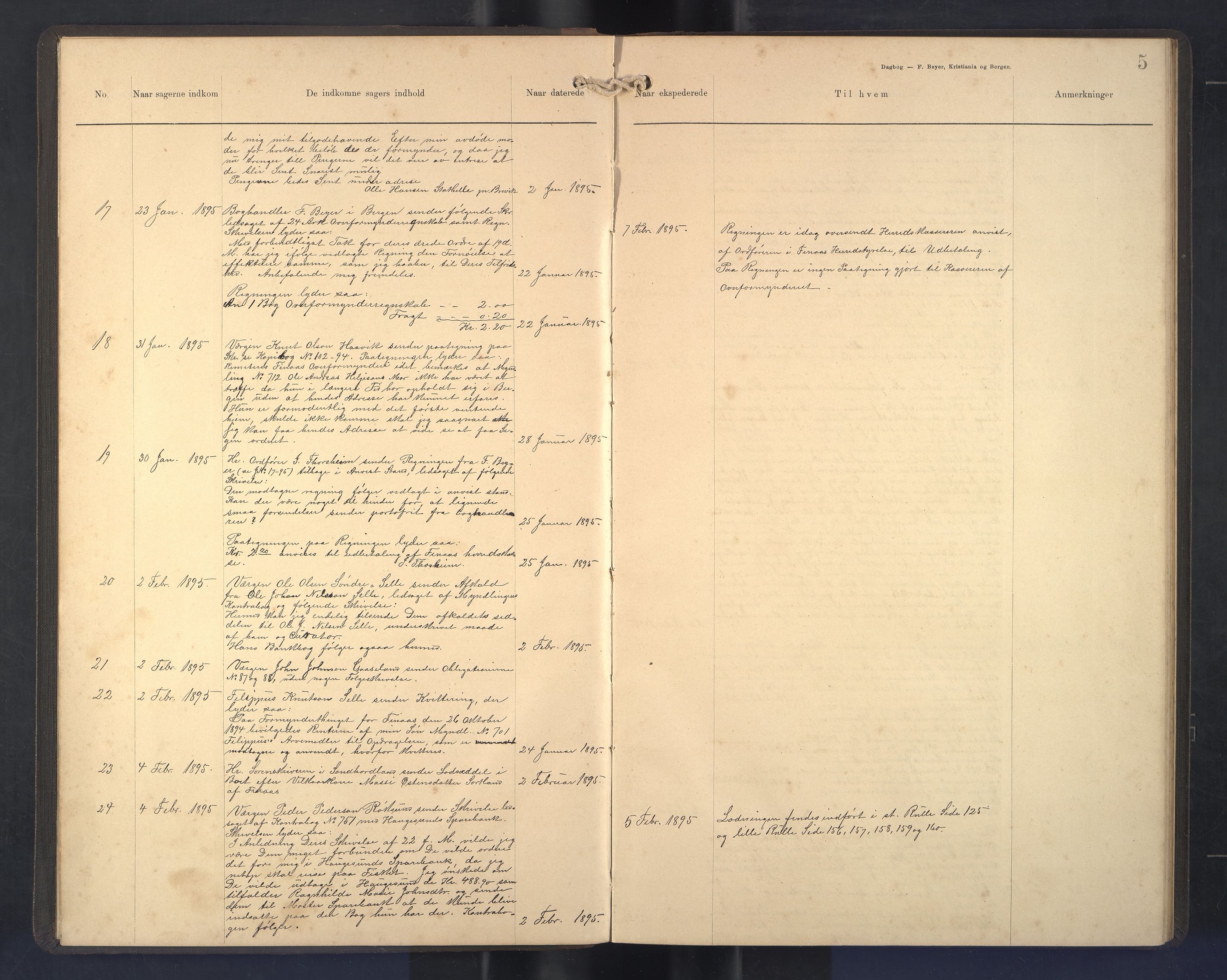 Finnaas kommune. Overformynderiet, IKAH/1218a-812/C/Ca/Caa/L0003: Postjournal for Finnås overformynderi, 1894-1901