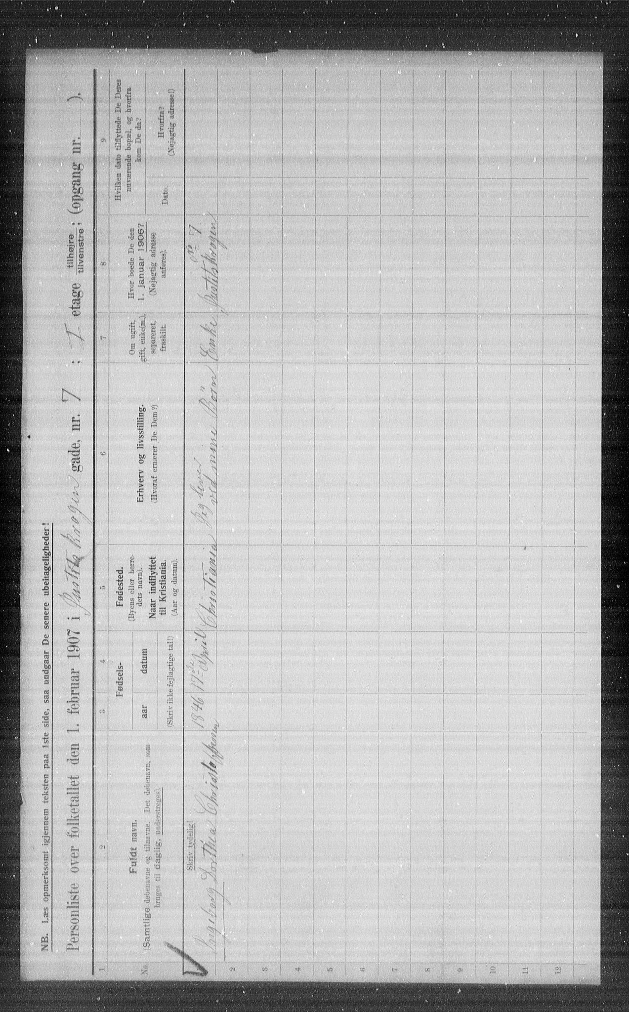 OBA, Kommunal folketelling 1.2.1907 for Kristiania kjøpstad, 1907, s. 24314
