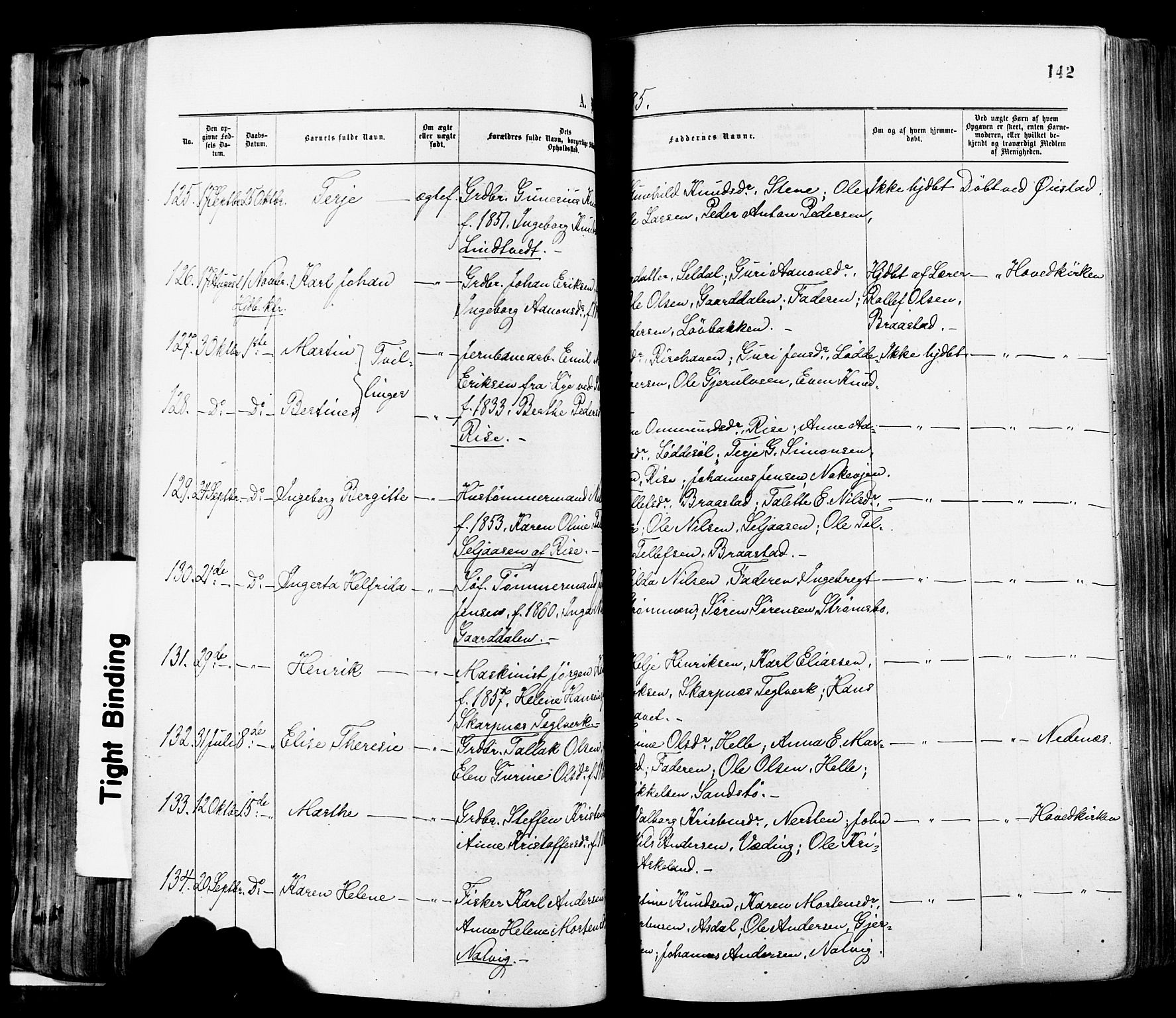 Øyestad sokneprestkontor, AV/SAK-1111-0049/F/Fa/L0016: Ministerialbok nr. A 16, 1874-1886, s. 142