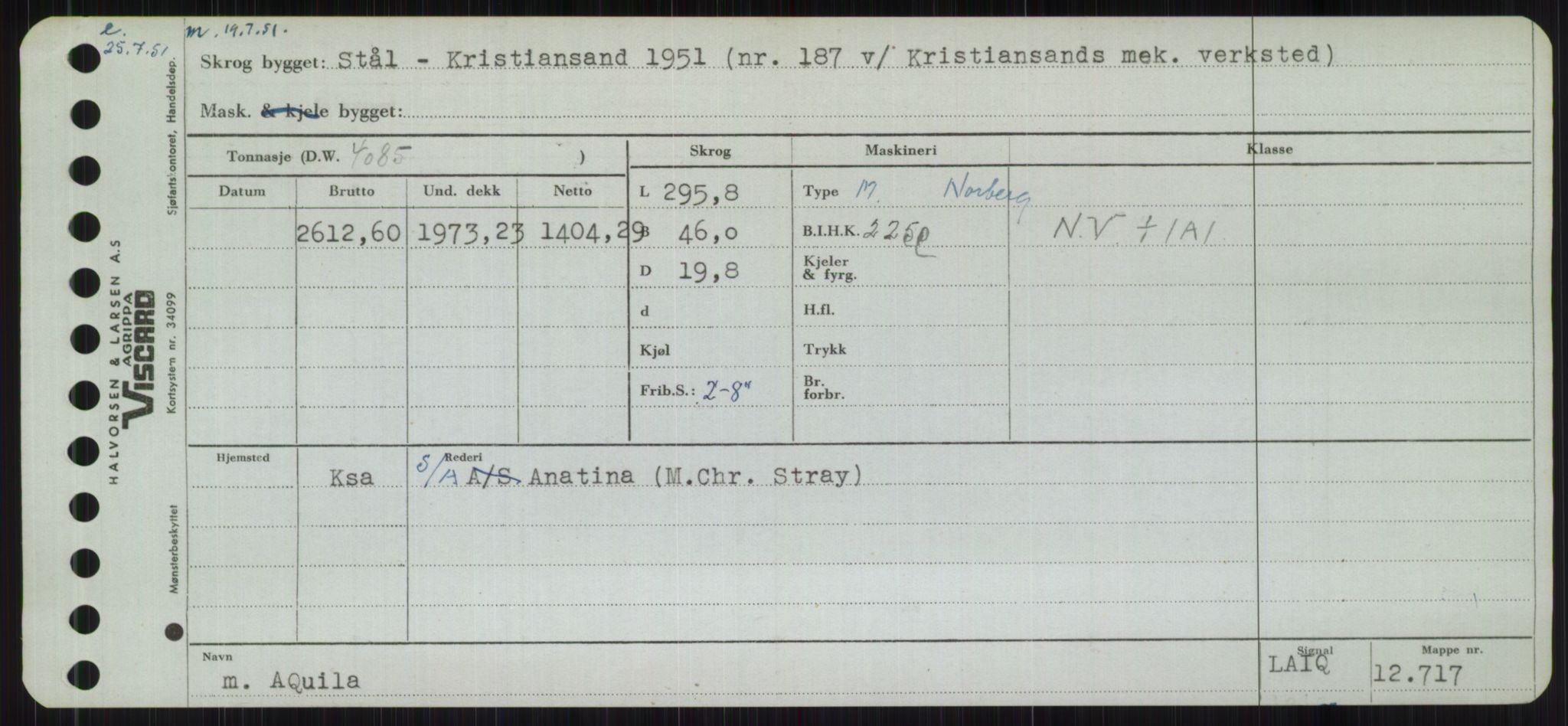 Sjøfartsdirektoratet med forløpere, Skipsmålingen, RA/S-1627/H/Hb/L0001: Fartøy, A-D, s. 61