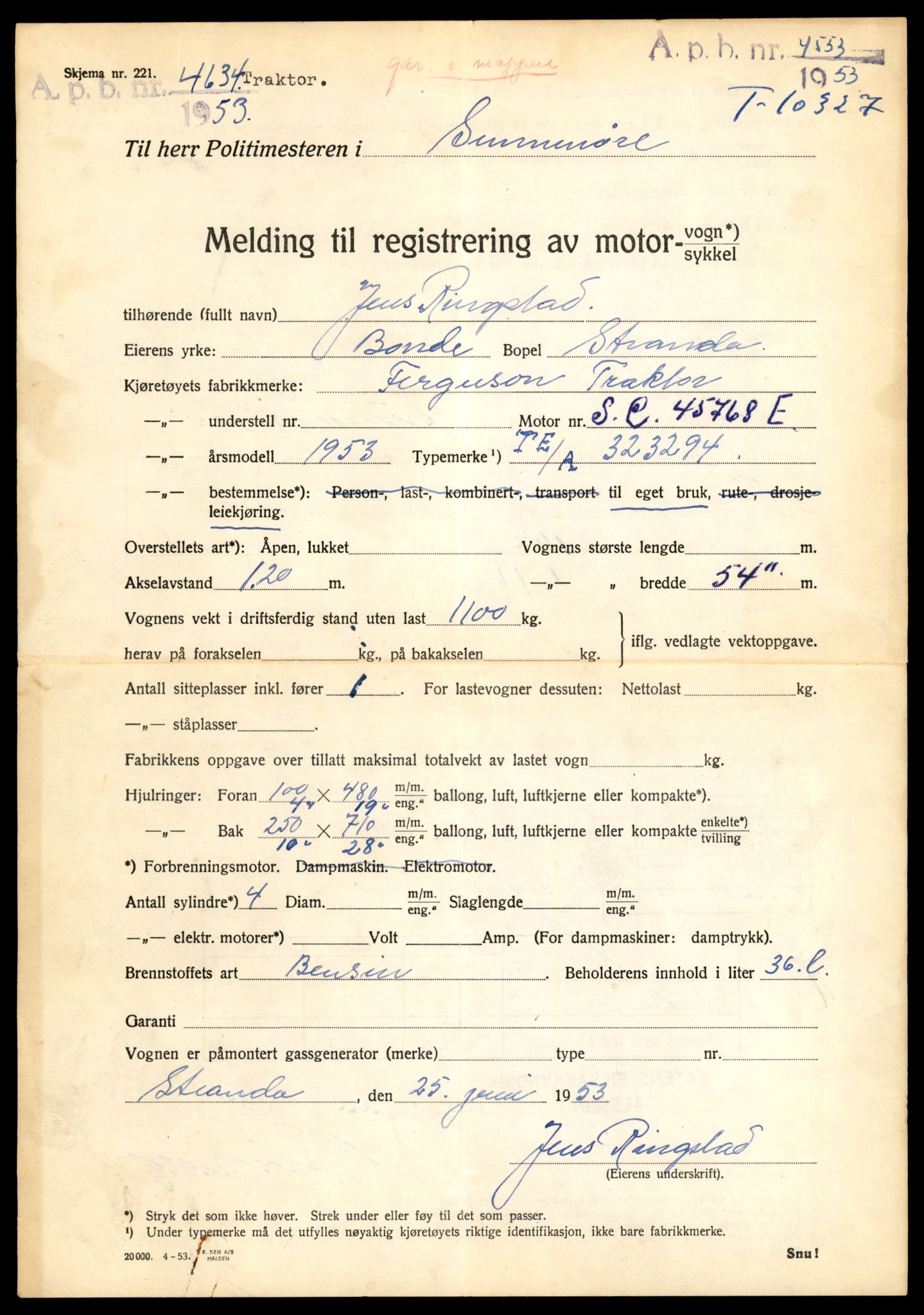 Møre og Romsdal vegkontor - Ålesund trafikkstasjon, AV/SAT-A-4099/F/Fe/L0019: Registreringskort for kjøretøy T 10228 - T 10350, 1927-1998, s. 2427