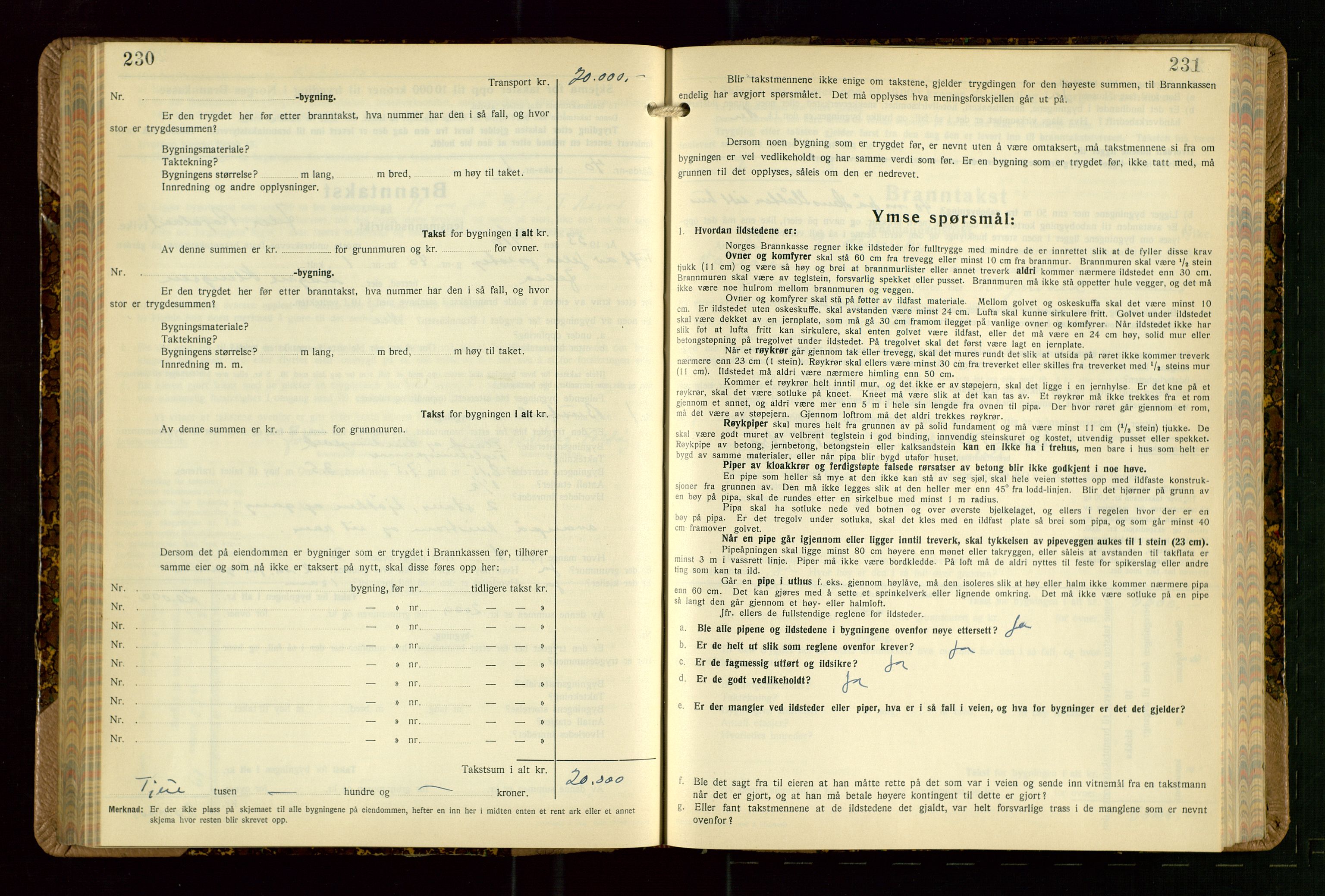 Jelsa lensmannskontor, AV/SAST-A-100360/Gob/L0003: "Branntakstprotokoll", 1942-1955, s. 230-231
