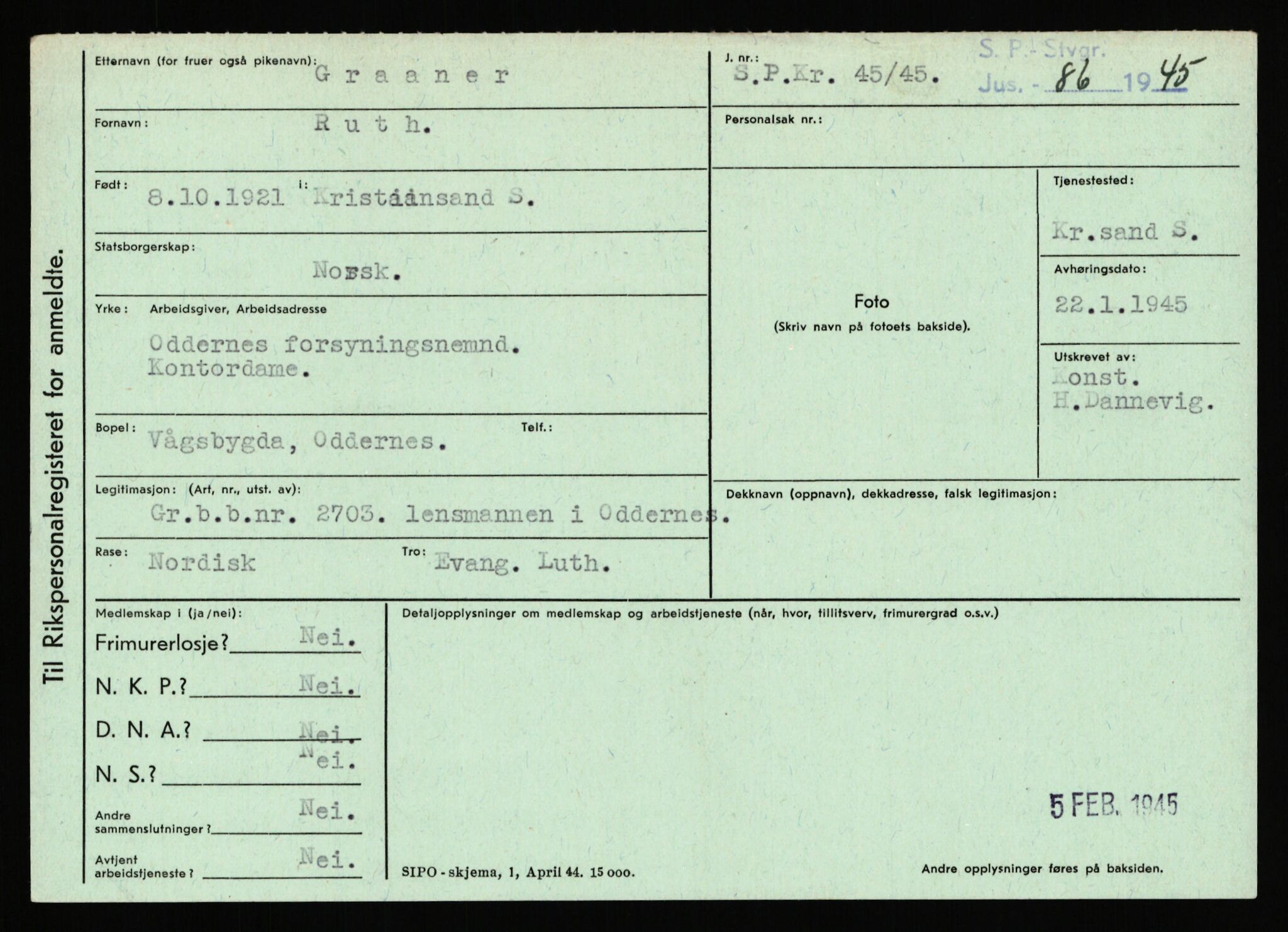 Statspolitiet - Hovedkontoret / Osloavdelingen, AV/RA-S-1329/C/Ca/L0005: Furali - Hamula, 1943-1945, s. 2442