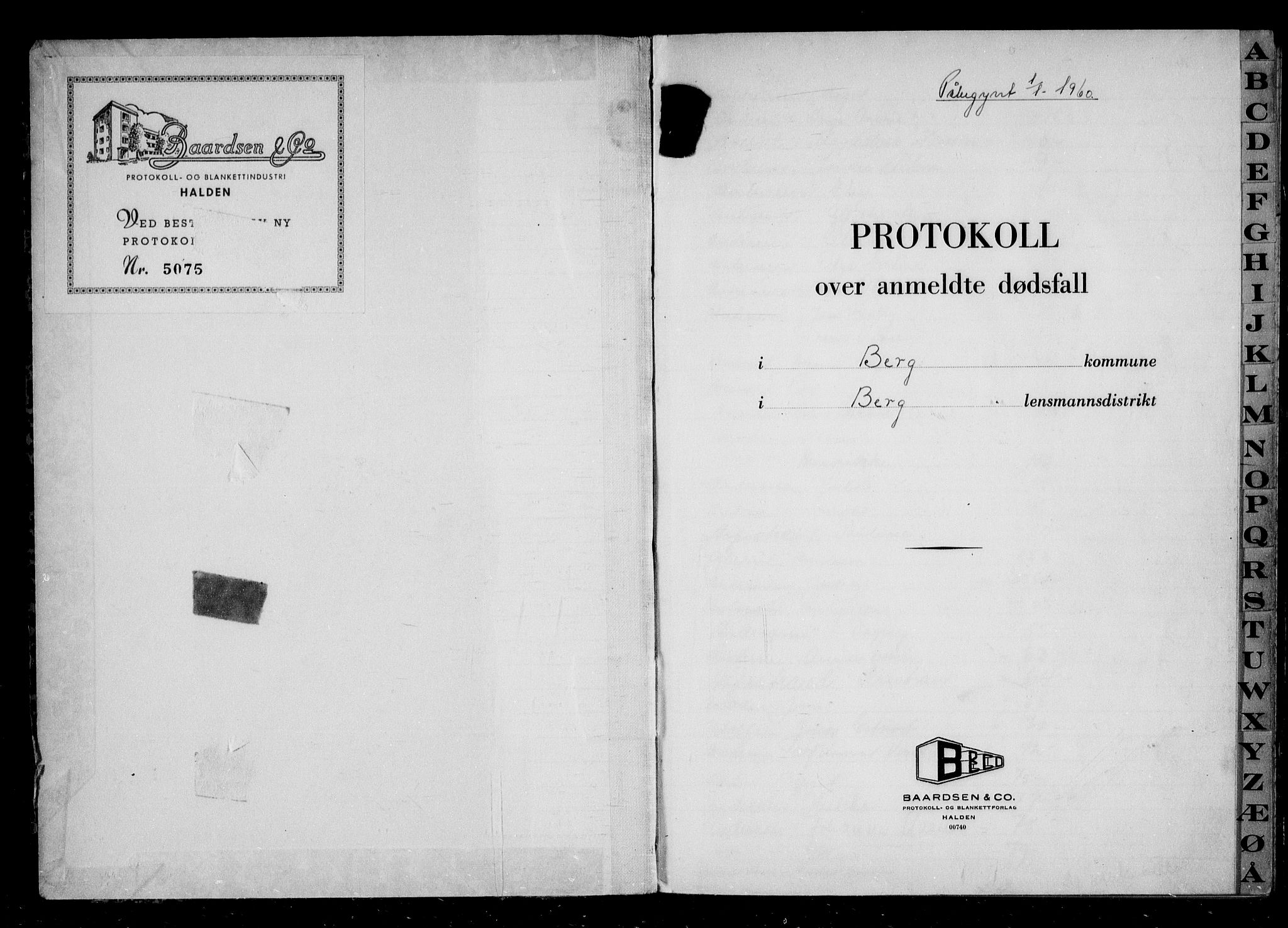 Berg lensmannskontor, SAO/A-10263/H/Ha/Haa/L0008: Dødsfallsprotokoll, 1960-1963