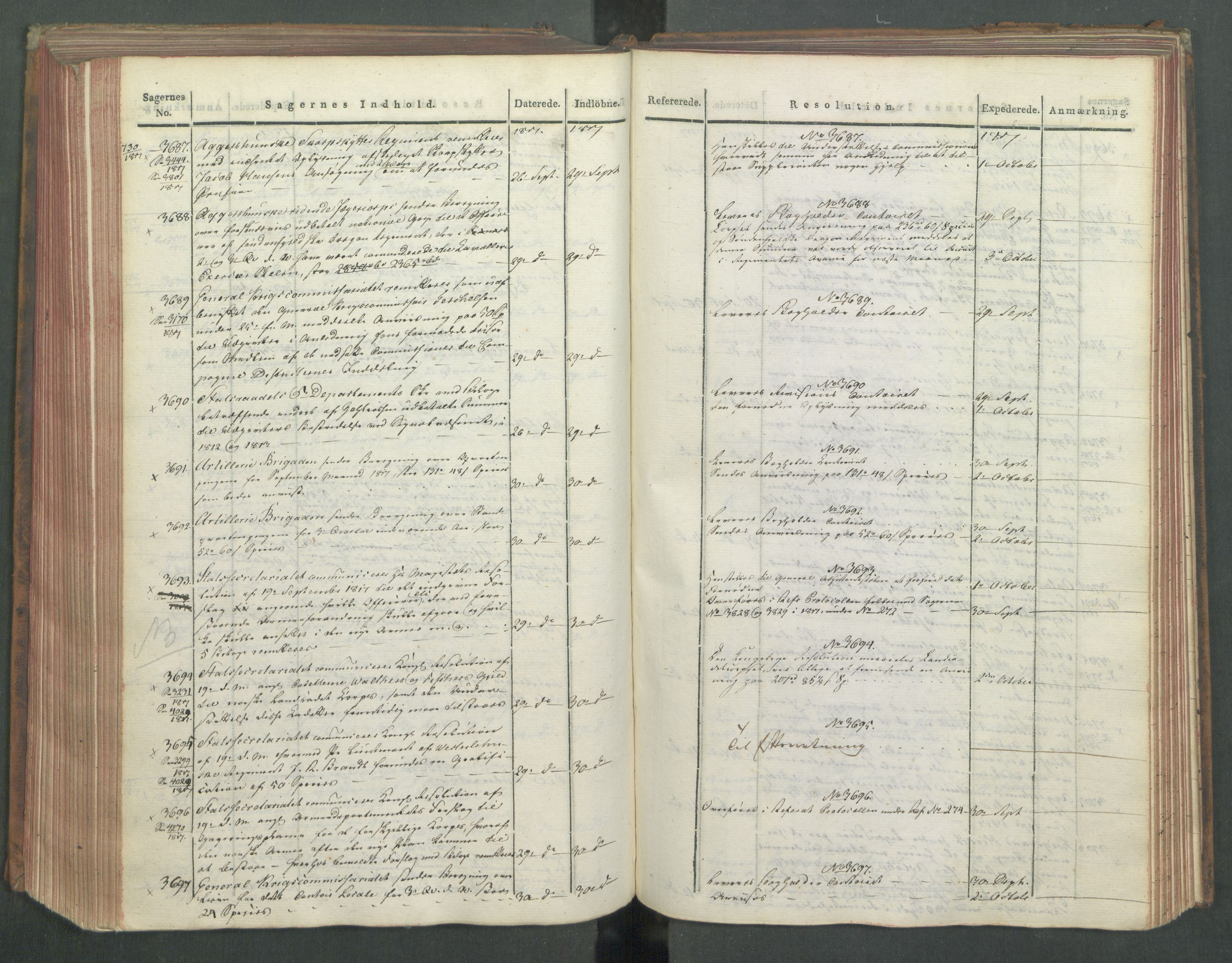 Armédepartementet, AV/RA-RAFA-3493/C/Ca/L0012: 6. Departements Journal, 1817