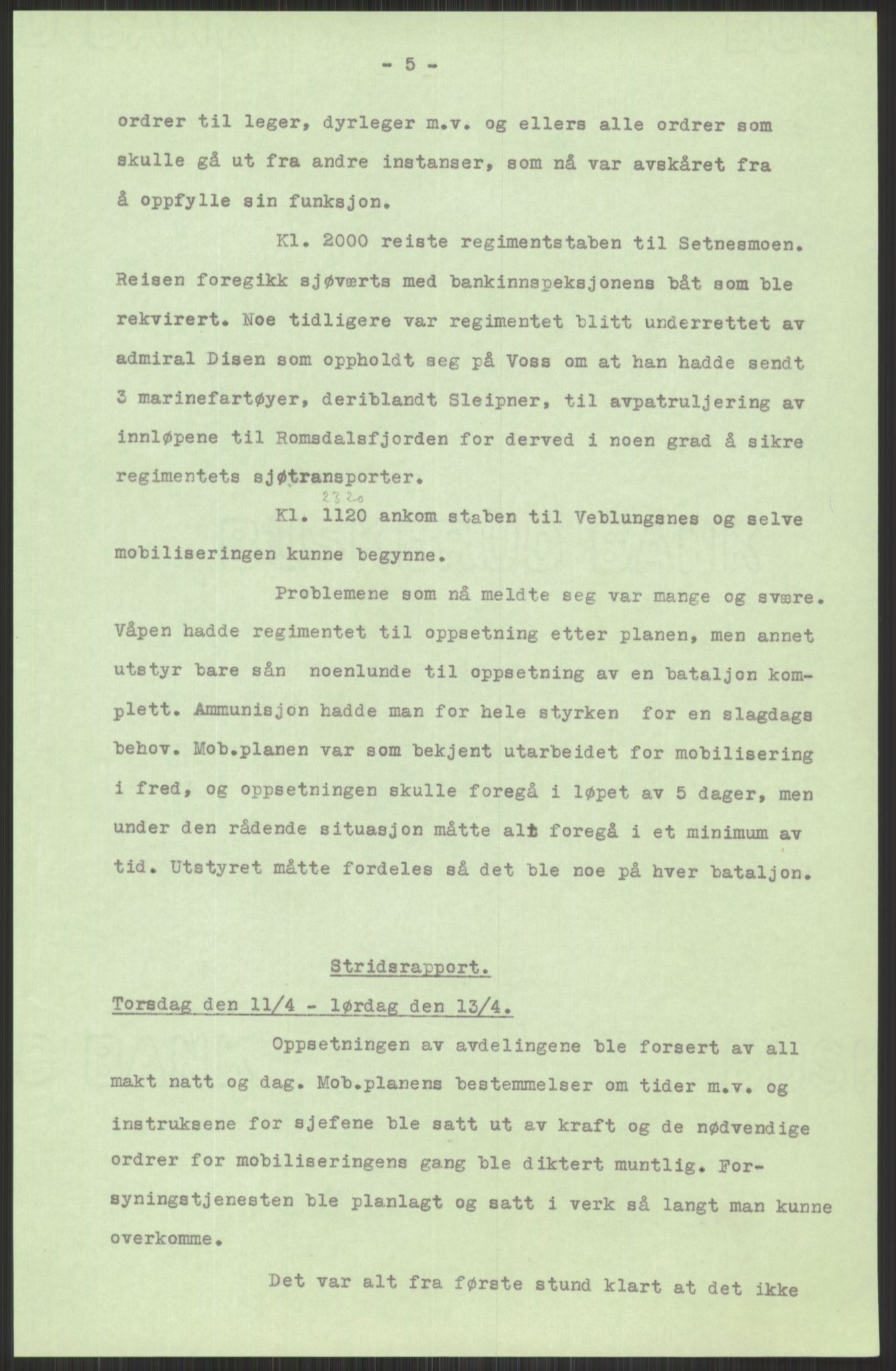 Forsvaret, Forsvarets krigshistoriske avdeling, AV/RA-RAFA-2017/Y/Yb/L0113a: II-C-11-510-512  -  5. Divisjon., 1940, s. 13