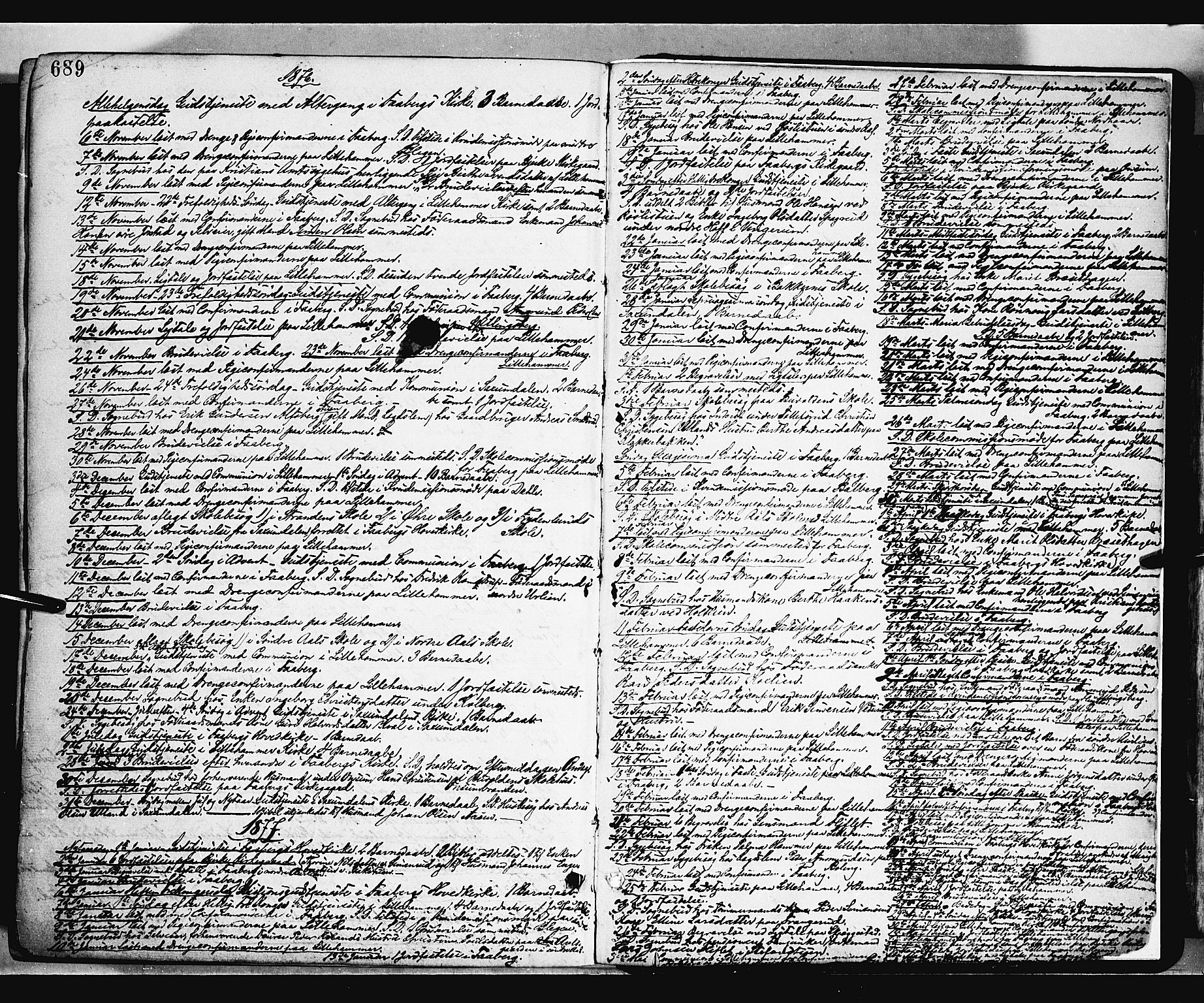 Fåberg prestekontor, AV/SAH-PREST-086/H/Ha/Haa/L0007: Ministerialbok nr. 7, 1868-1878, s. 689