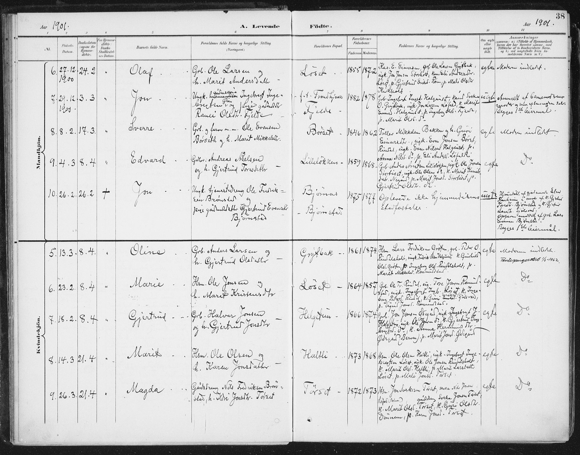 Ministerialprotokoller, klokkerbøker og fødselsregistre - Møre og Romsdal, AV/SAT-A-1454/598/L1072: Ministerialbok nr. 598A06, 1896-1910, s. 38