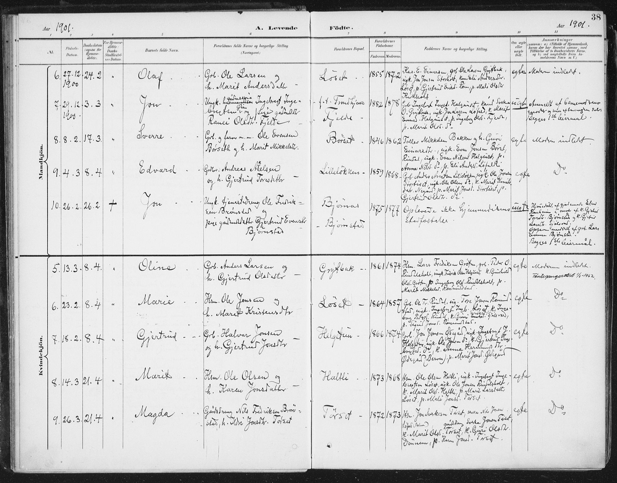 Ministerialprotokoller, klokkerbøker og fødselsregistre - Møre og Romsdal, SAT/A-1454/598/L1072: Ministerialbok nr. 598A06, 1896-1910, s. 38