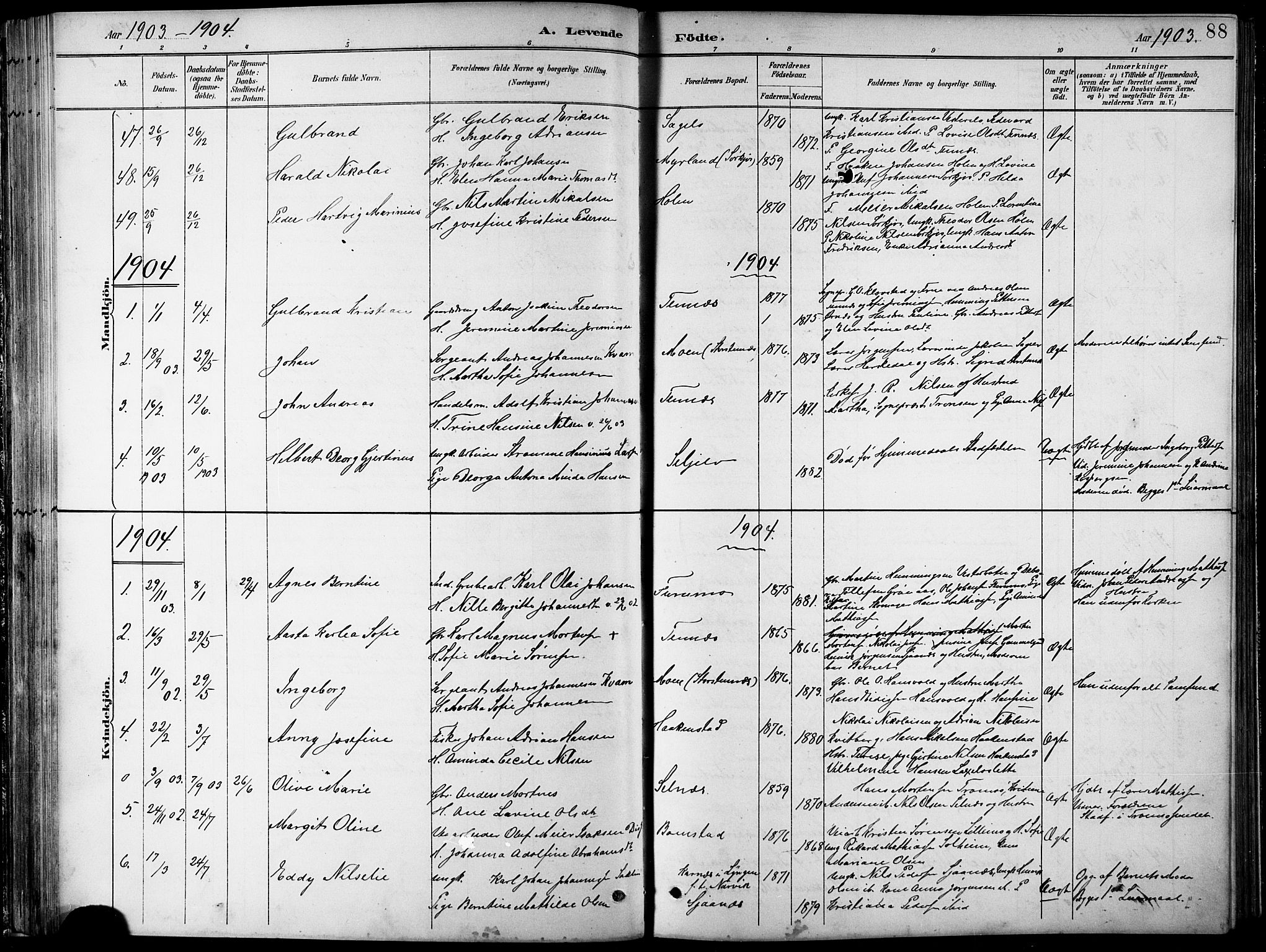 Balsfjord sokneprestembete, AV/SATØ-S-1303/G/Gab/L0008klokker: Klokkerbok nr. 8, 1890-1906, s. 88