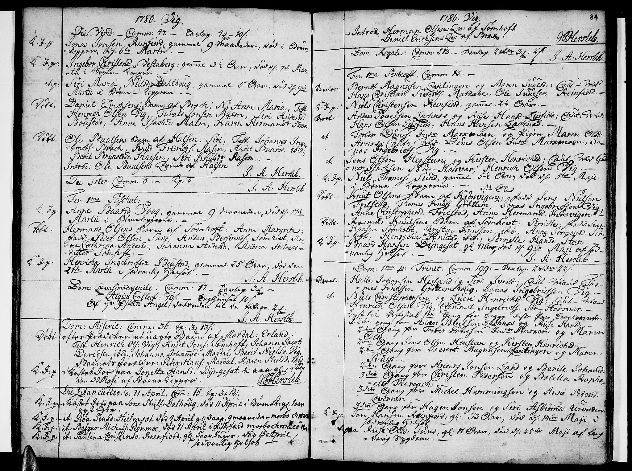 Ministerialprotokoller, klokkerbøker og fødselsregistre - Nordland, AV/SAT-A-1459/812/L0173: Ministerialbok nr. 812A02, 1752-1800, s. 84