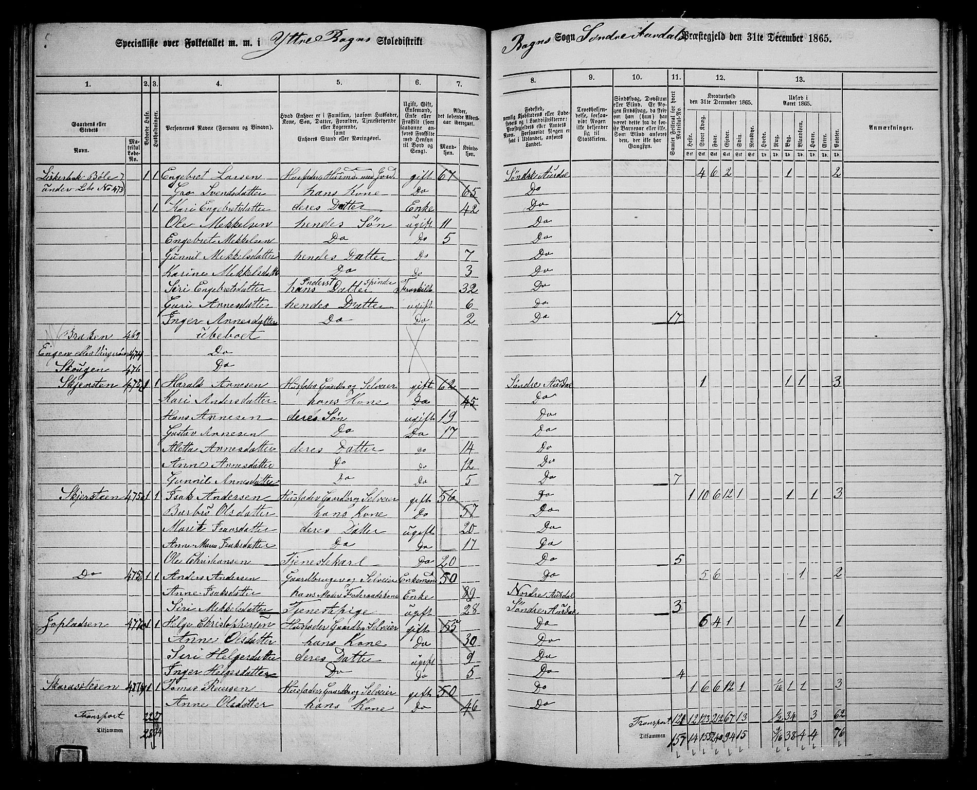 RA, Folketelling 1865 for 0540P Sør-Aurdal prestegjeld, 1865, s. 90