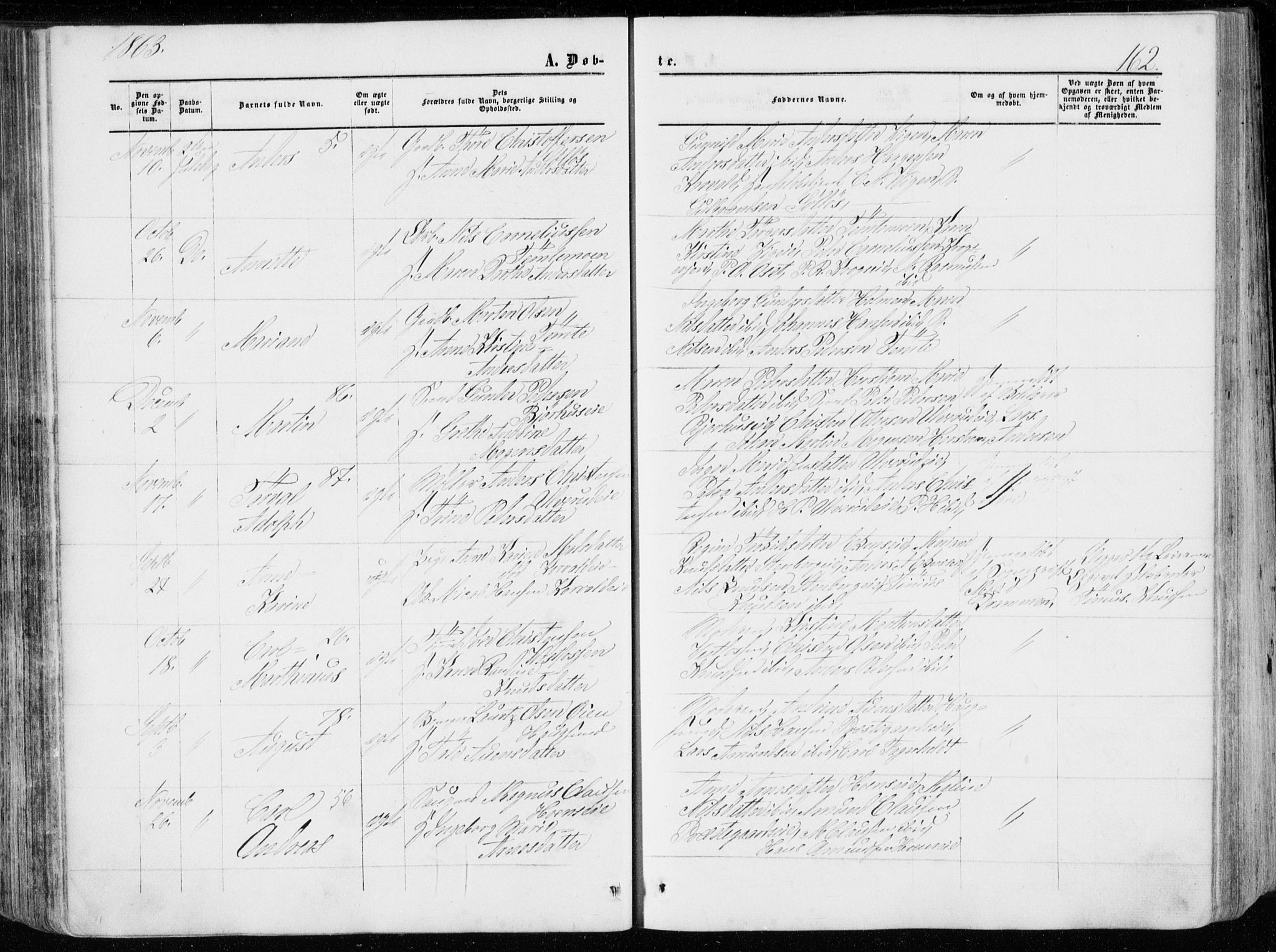 Eiker kirkebøker, AV/SAKO-A-4/G/Ga/L0003: Klokkerbok nr. I 3, 1856-1871, s. 162