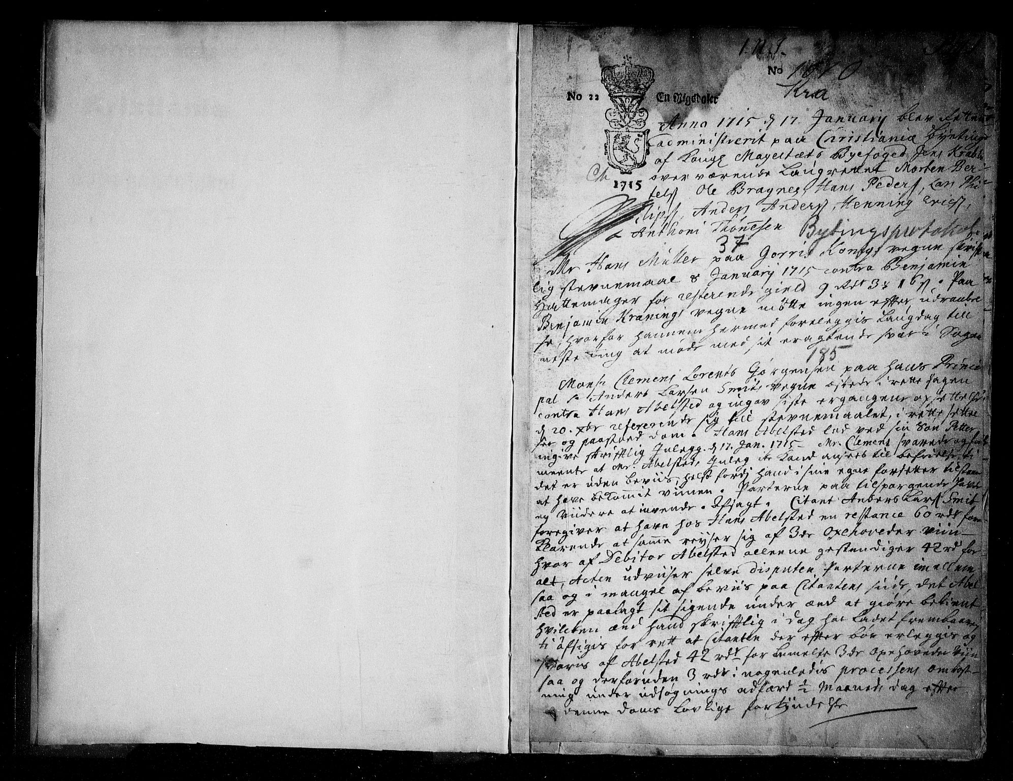 Christiania byfogd, AV/SAO-A-11543/F/Fb/L0037: Tingbok, 1715-1717, s. 0-1