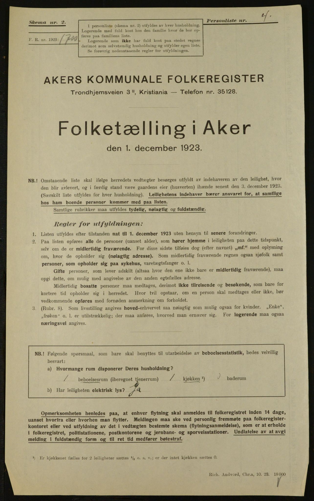 , Kommunal folketelling 1.12.1923 for Aker, 1923, s. 33311