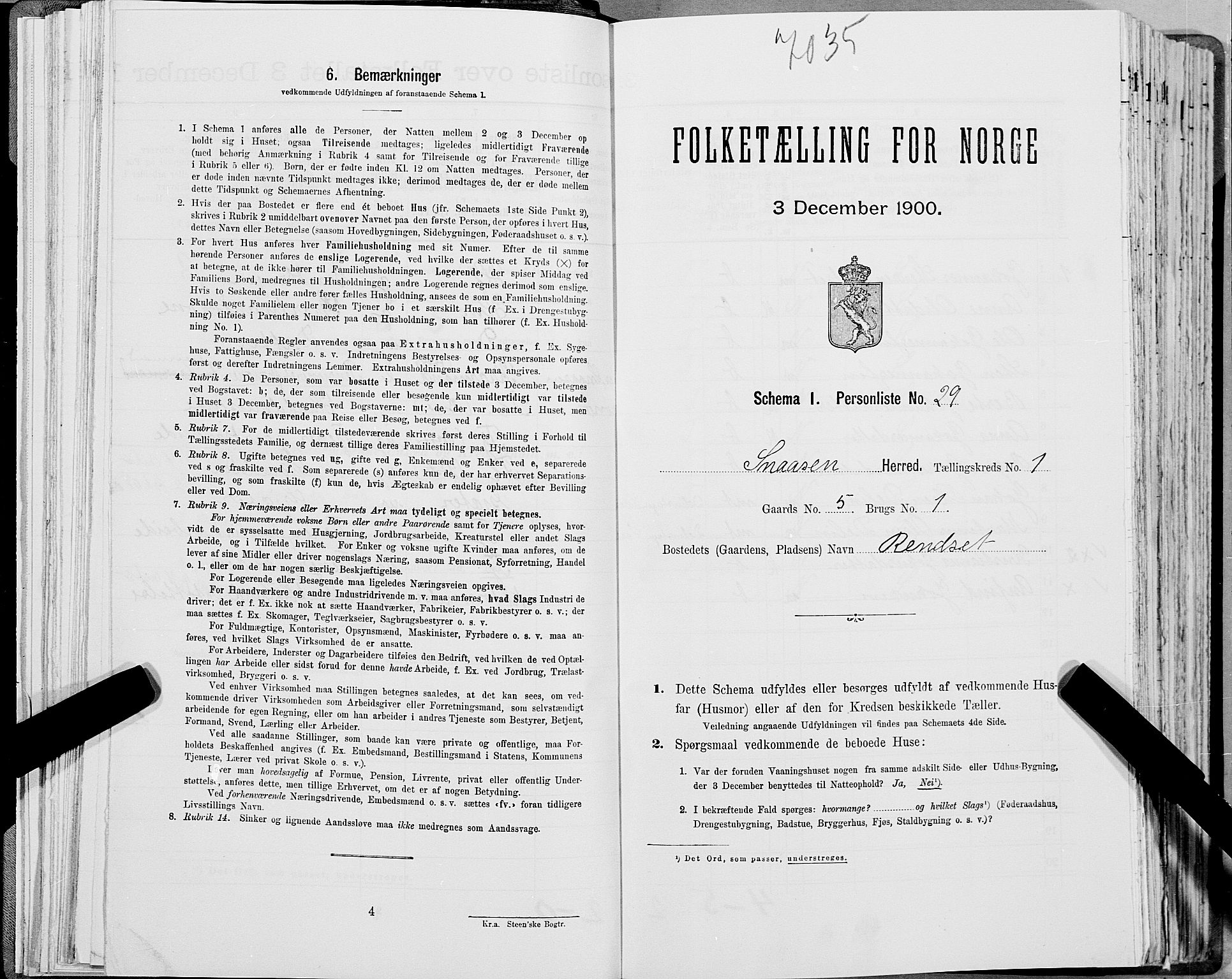 SAT, Folketelling 1900 for 1736 Snåsa herred, 1900, s. 105