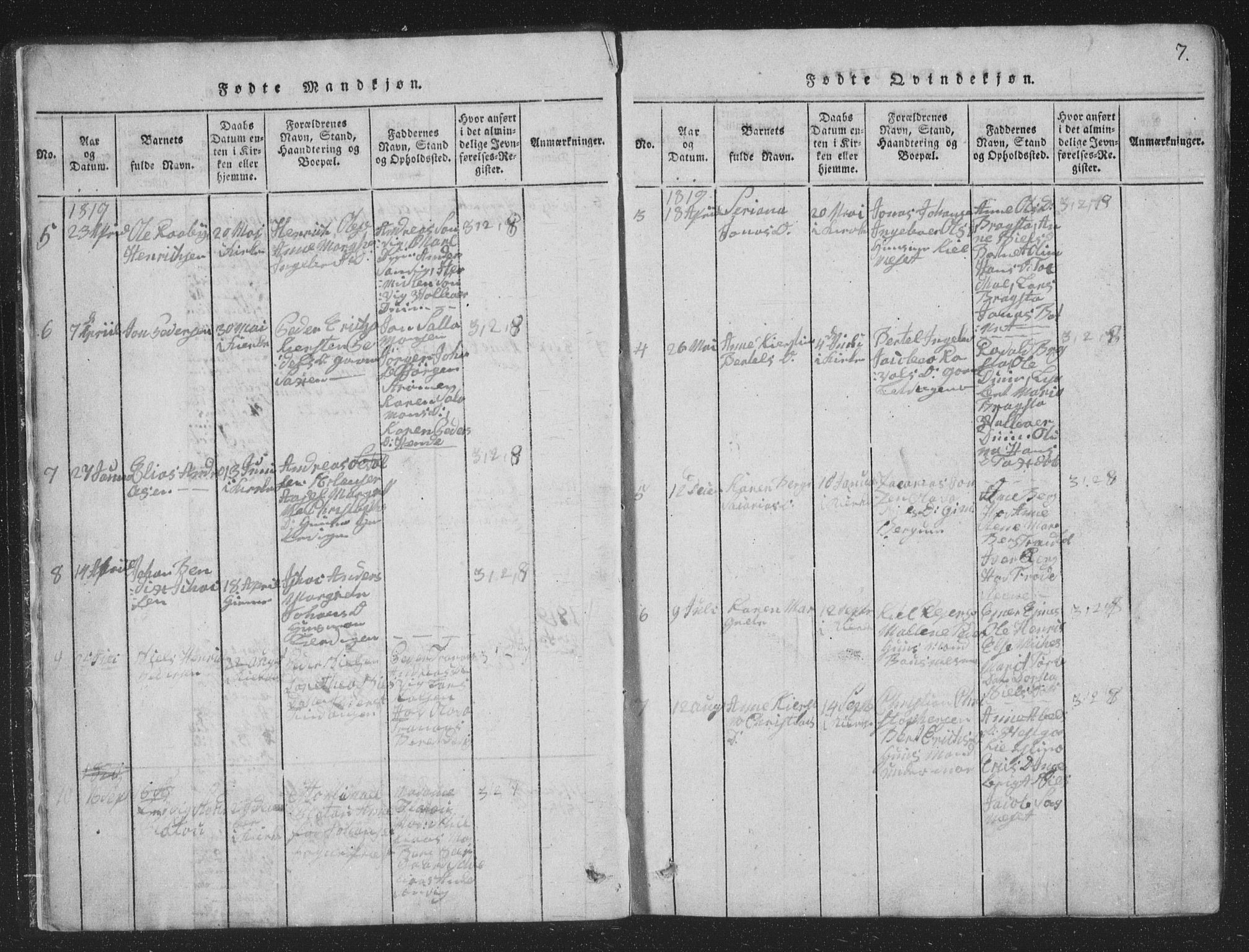Ministerialprotokoller, klokkerbøker og fødselsregistre - Nord-Trøndelag, SAT/A-1458/773/L0613: Ministerialbok nr. 773A04, 1815-1845, s. 7