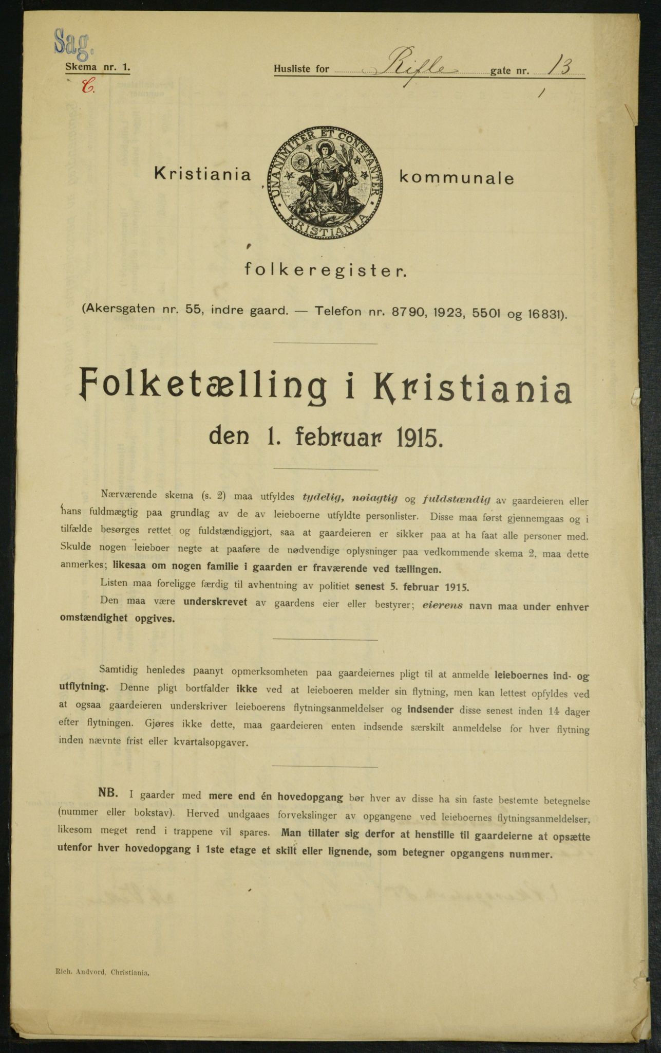 OBA, Kommunal folketelling 1.2.1915 for Kristiania, 1915, s. 82895