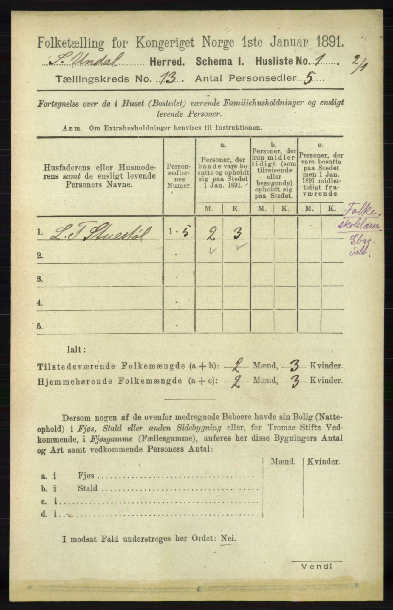 RA, Folketelling 1891 for 1029 Sør-Audnedal herred, 1891, s. 5739