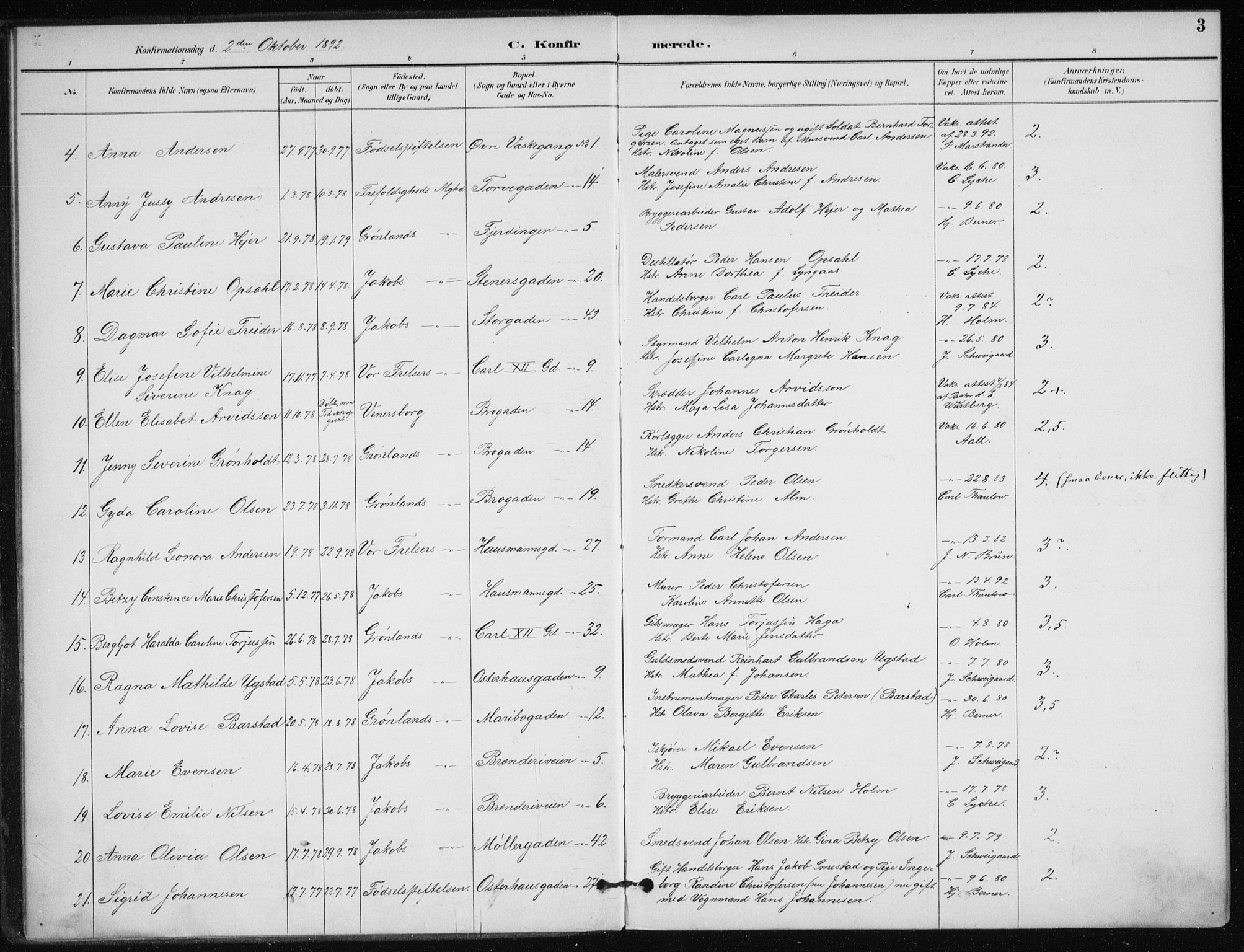 Jakob prestekontor Kirkebøker, AV/SAO-A-10850/F/Fa/L0008: Ministerialbok nr. 8, 1892-1924, s. 3