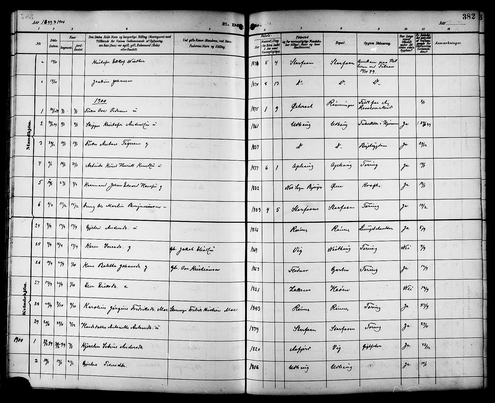 Ministerialprotokoller, klokkerbøker og fødselsregistre - Sør-Trøndelag, AV/SAT-A-1456/659/L0746: Klokkerbok nr. 659C03, 1893-1912, s. 382