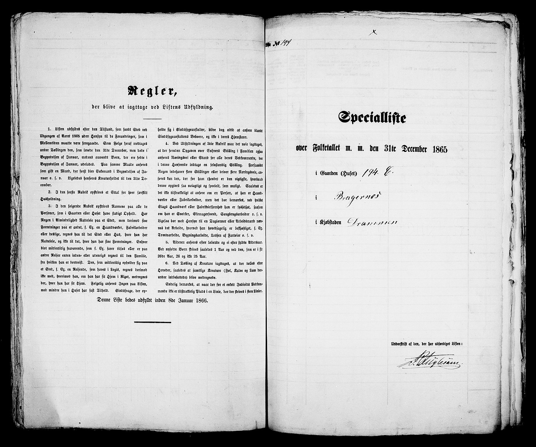 RA, Folketelling 1865 for 0602aB Bragernes prestegjeld i Drammen kjøpstad, 1865, s. 414