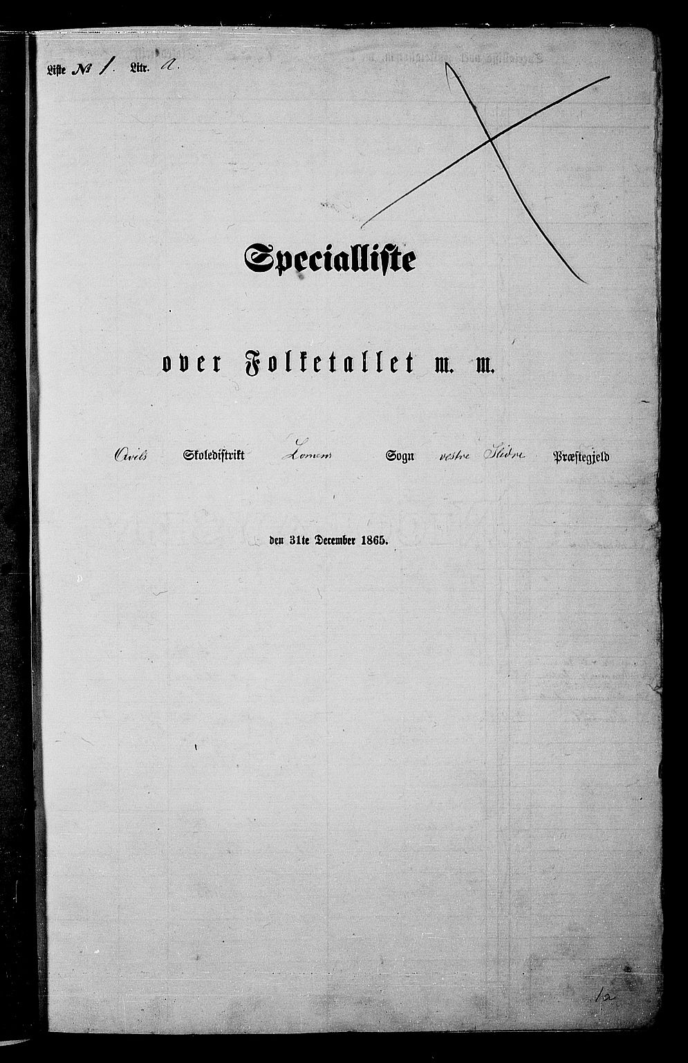 RA, Folketelling 1865 for 0543P Vestre Slidre prestegjeld, 1865, s. 10