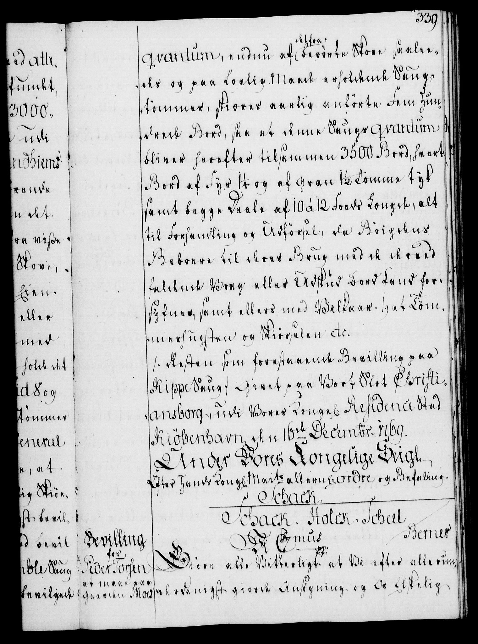 Rentekammeret, Kammerkanselliet, RA/EA-3111/G/Gg/Gga/L0008: Norsk ekspedisjonsprotokoll med register (merket RK 53.8), 1768-1771, s. 339