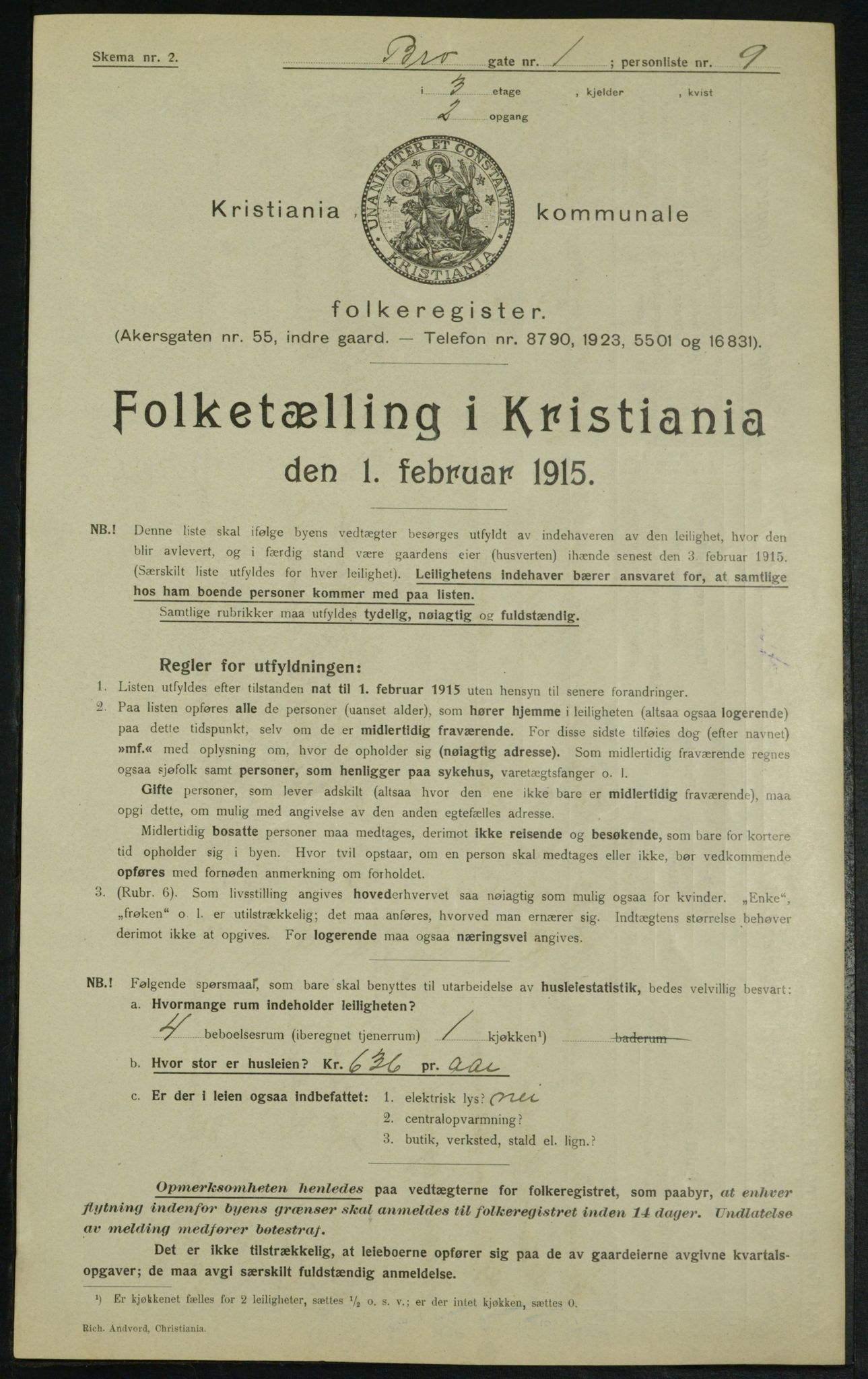 OBA, Kommunal folketelling 1.2.1915 for Kristiania, 1915, s. 9618