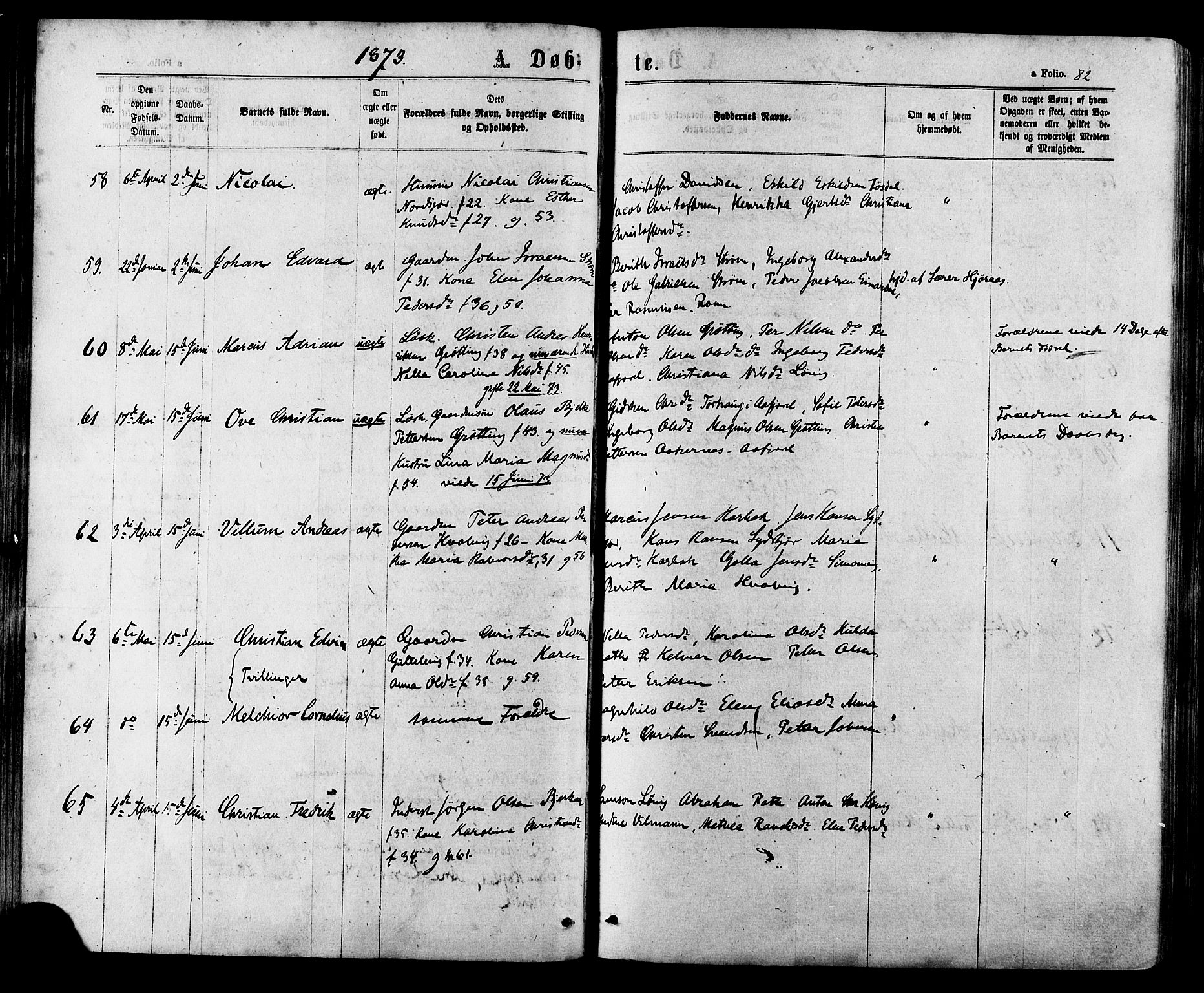 Ministerialprotokoller, klokkerbøker og fødselsregistre - Sør-Trøndelag, SAT/A-1456/657/L0706: Ministerialbok nr. 657A07, 1867-1878, s. 82
