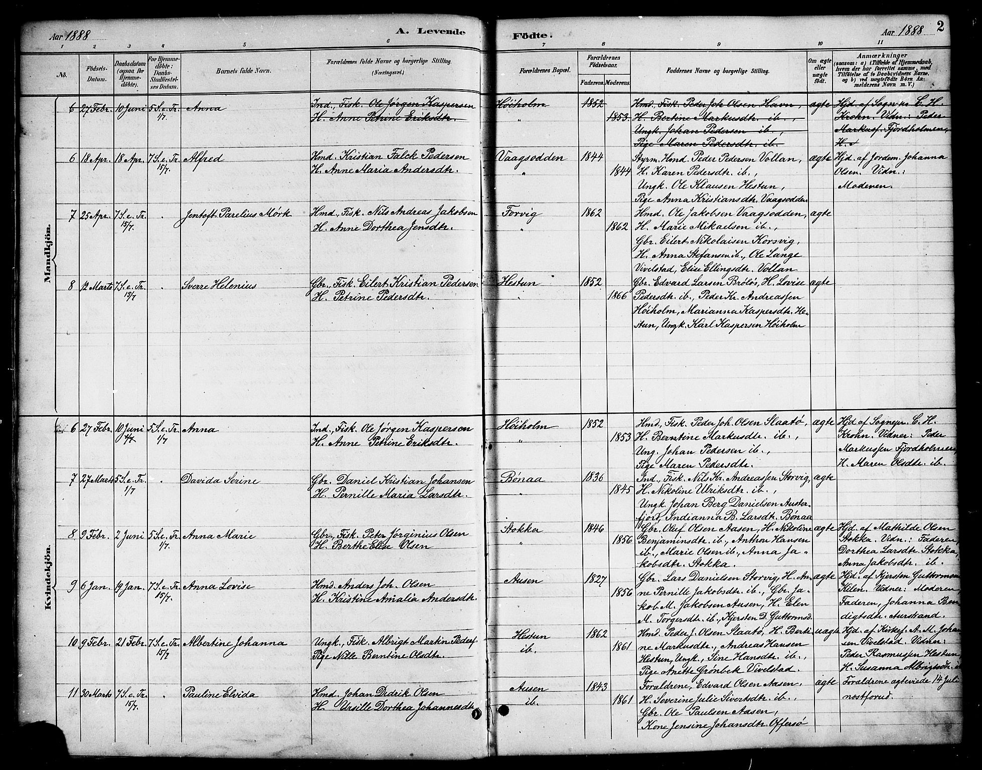 Ministerialprotokoller, klokkerbøker og fødselsregistre - Nordland, SAT/A-1459/819/L0277: Klokkerbok nr. 819C03, 1888-1917, s. 2