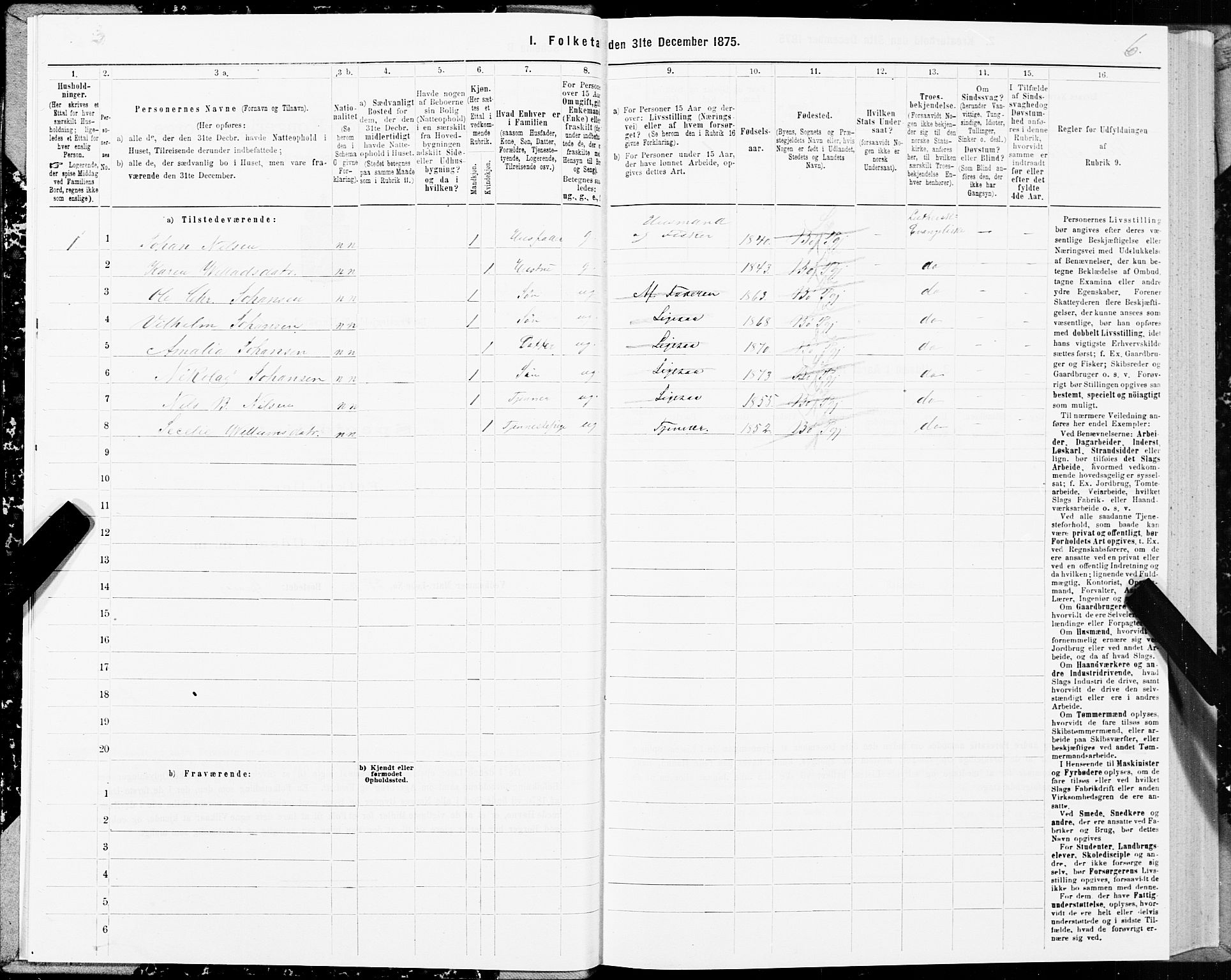 SAT, Folketelling 1875 for 1867P Bø prestegjeld, 1875, s. 1006