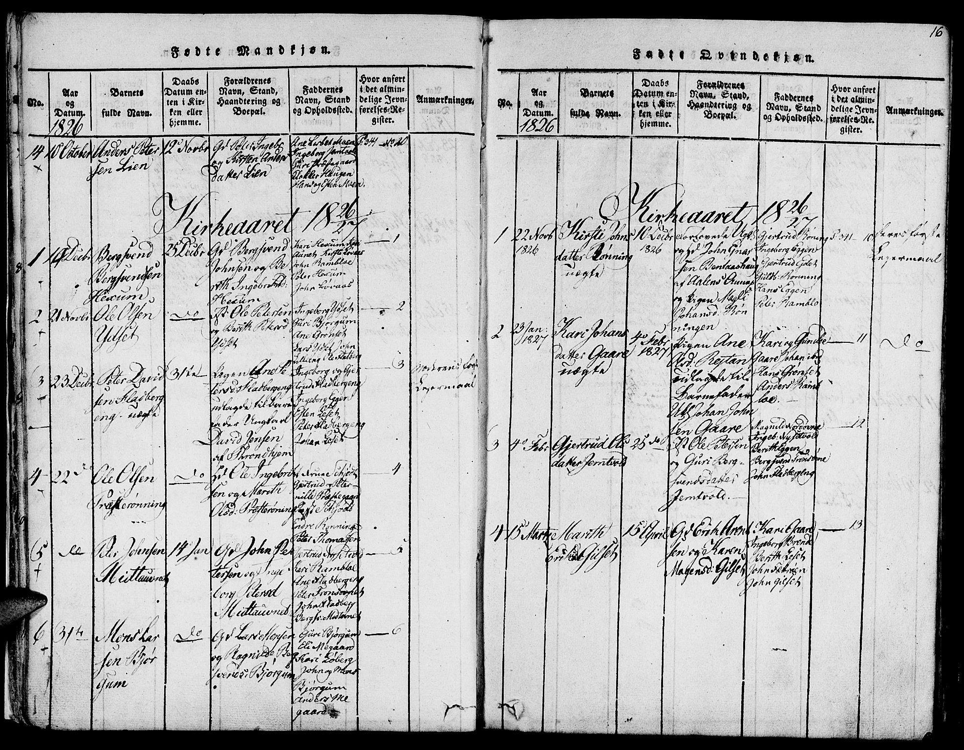 Ministerialprotokoller, klokkerbøker og fødselsregistre - Sør-Trøndelag, SAT/A-1456/685/L0954: Ministerialbok nr. 685A03 /1, 1817-1829, s. 16
