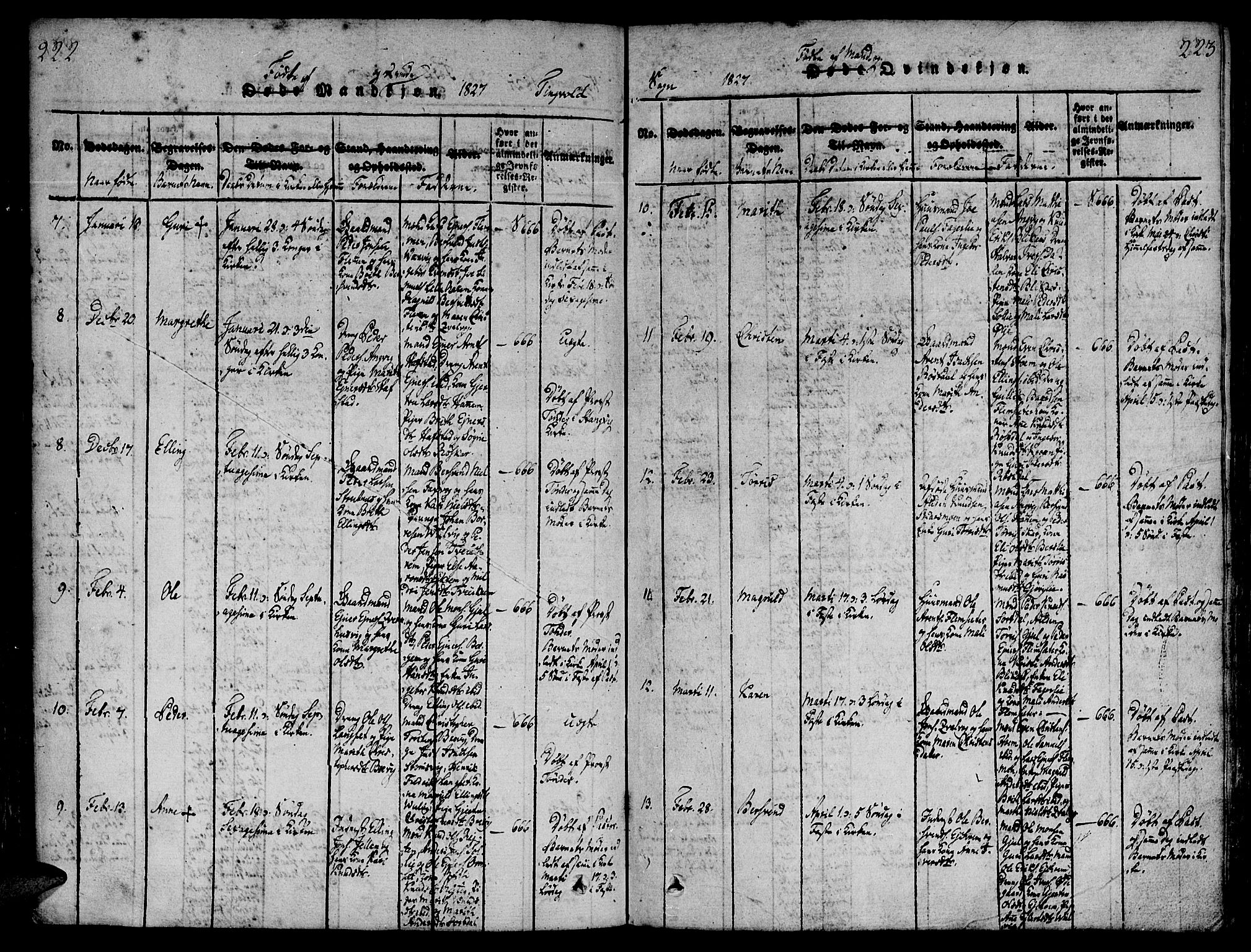 Ministerialprotokoller, klokkerbøker og fødselsregistre - Møre og Romsdal, AV/SAT-A-1454/586/L0982: Ministerialbok nr. 586A08, 1819-1829, s. 222-223