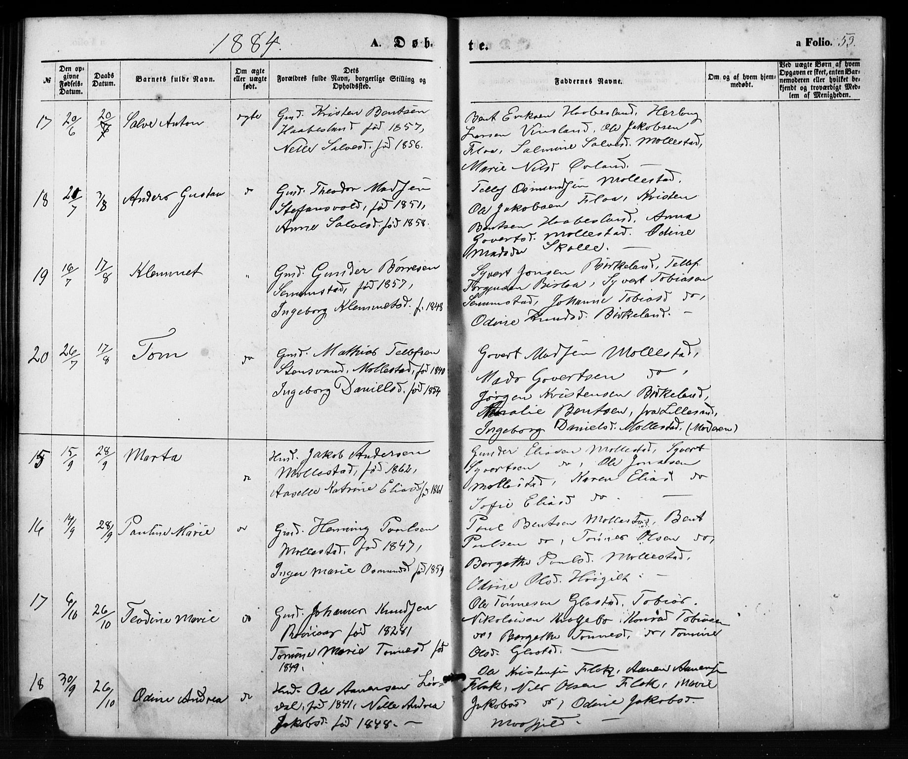 Birkenes sokneprestkontor, AV/SAK-1111-0004/F/Fb/L0003: Klokkerbok nr. B 3, 1876-1892, s. 53