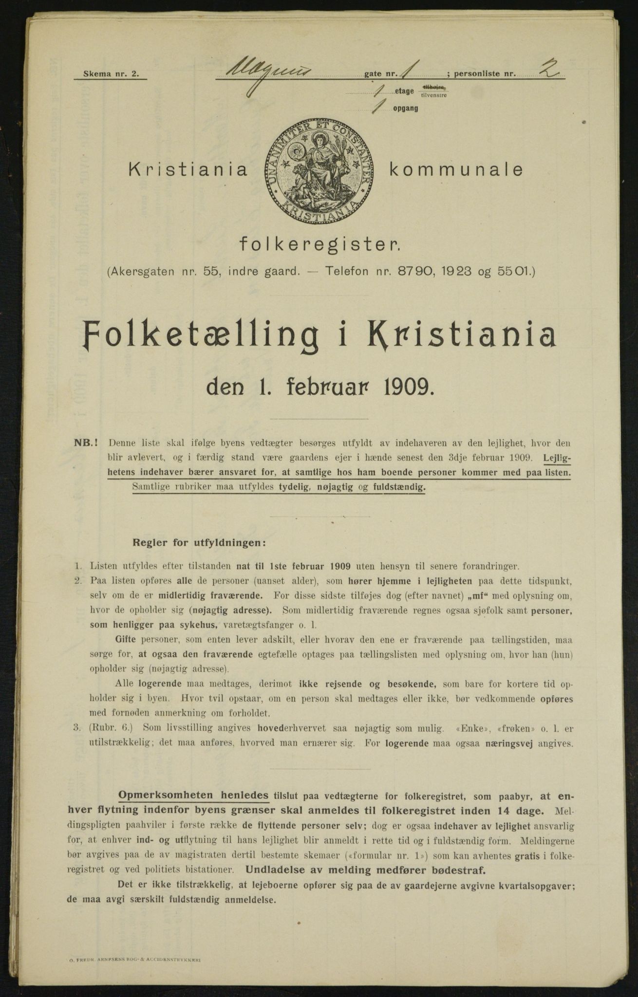 OBA, Kommunal folketelling 1.2.1909 for Kristiania kjøpstad, 1909, s. 53844