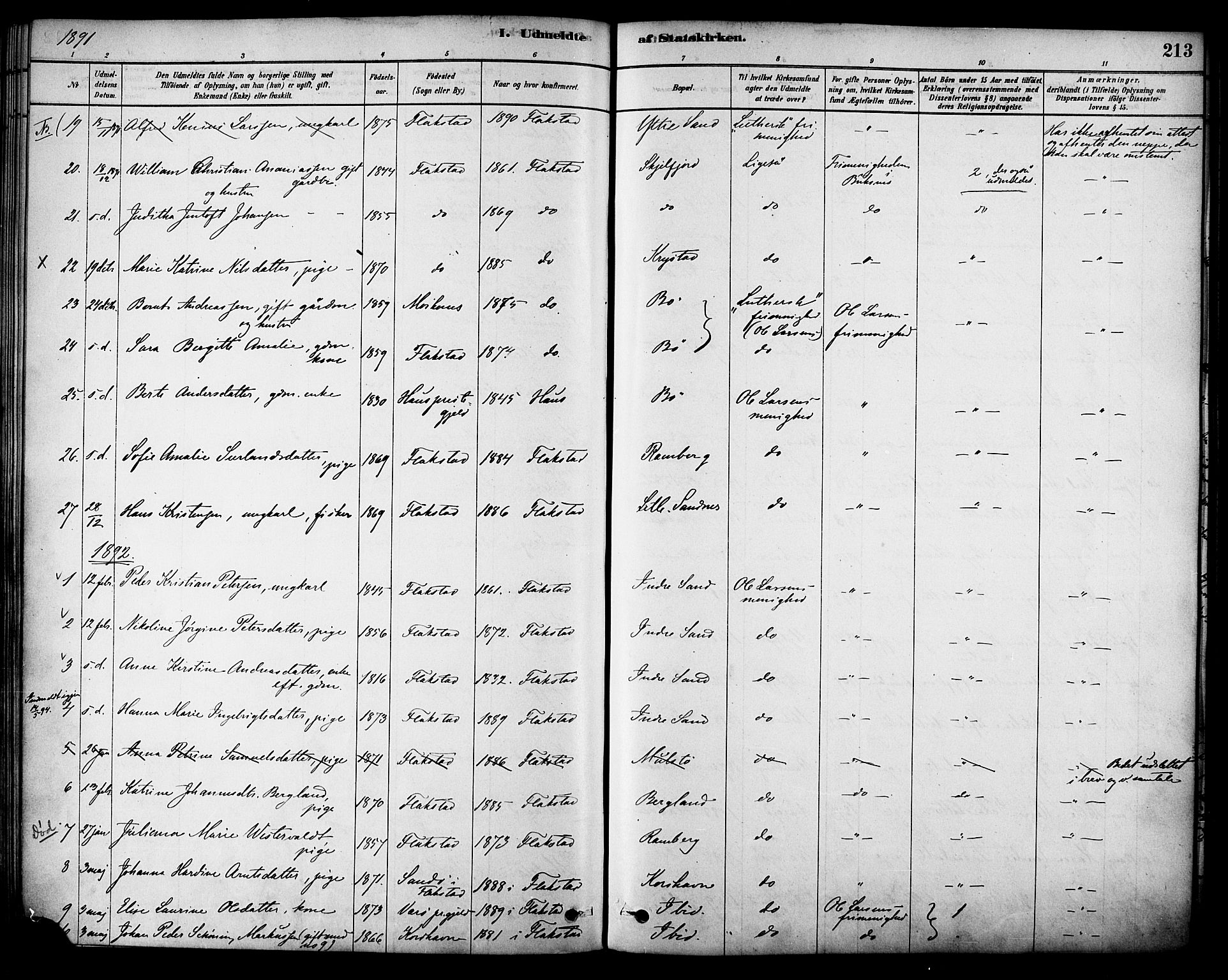 Ministerialprotokoller, klokkerbøker og fødselsregistre - Nordland, AV/SAT-A-1459/885/L1204: Ministerialbok nr. 885A05, 1878-1892, s. 213