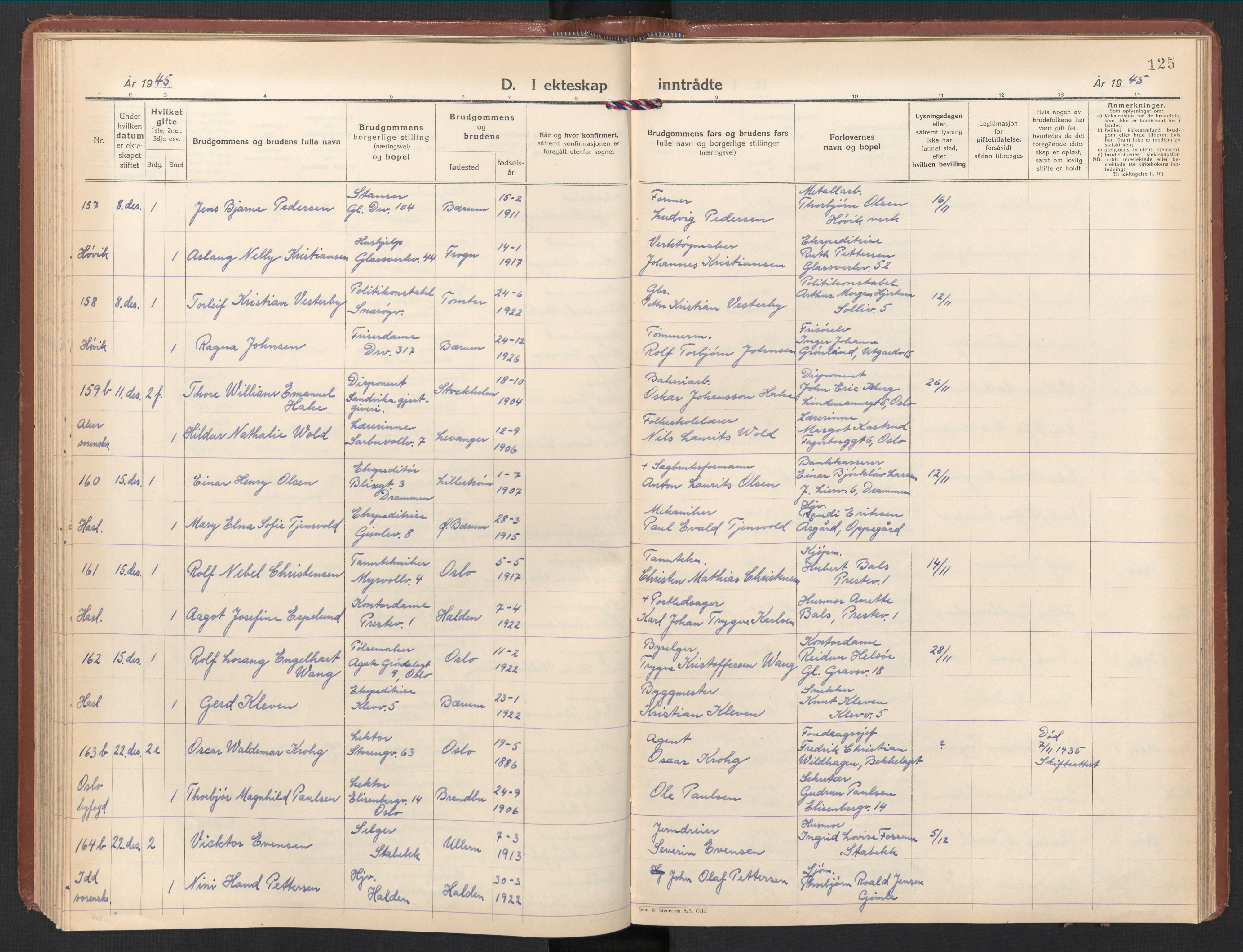 Østre Bærum prestekontor Kirkebøker, AV/SAO-A-10887/F/Fa/L0008: Ministerialbok nr. 8, 1940-1948, s. 125