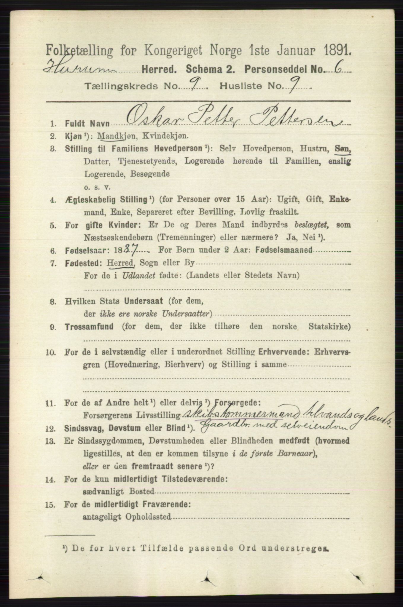 RA, Folketelling 1891 for 0628 Hurum herred, 1891, s. 2869