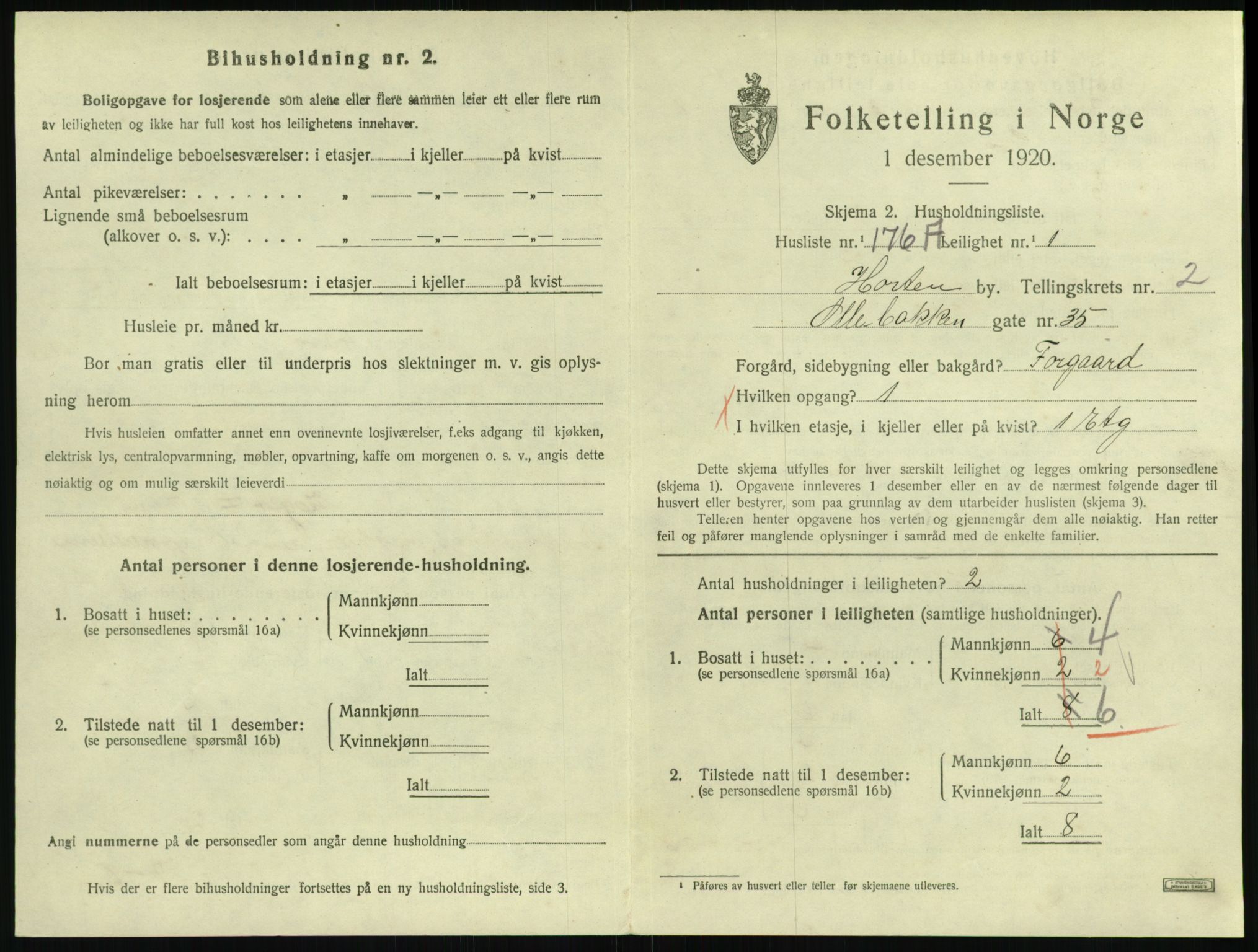 SAKO, Folketelling 1920 for 0703 Horten kjøpstad, 1920, s. 4001