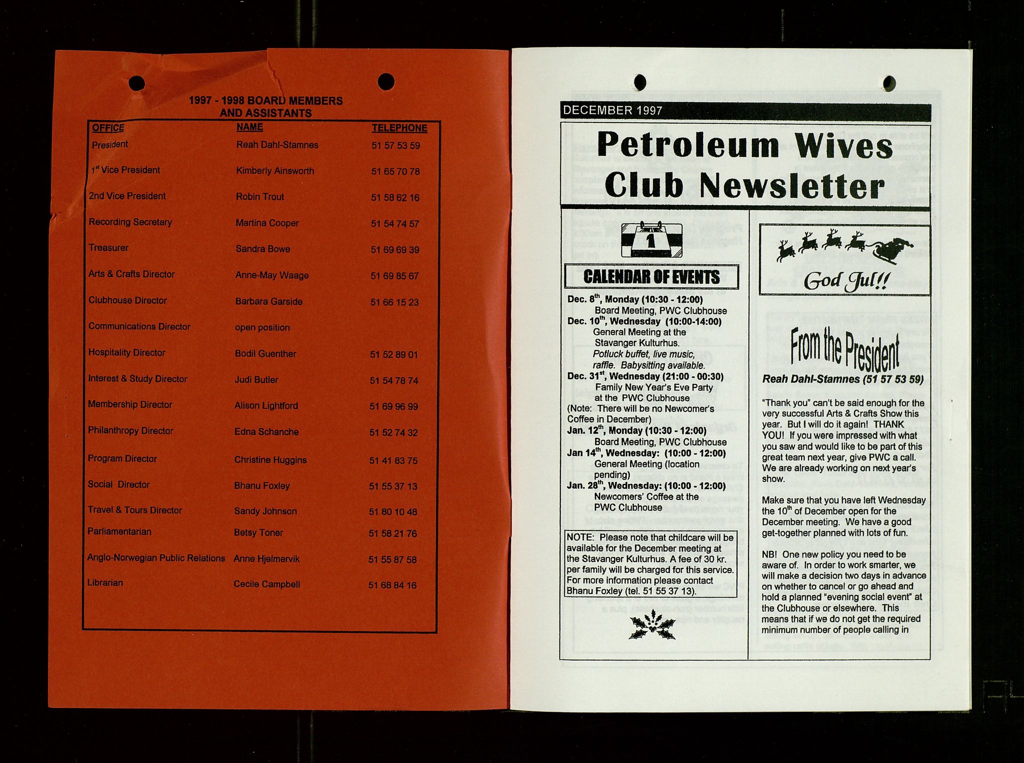 PA 1547 - Petroleum Wives Club, AV/SAST-A-101974/X/Xa/L0004: Newsletter, 1995-1997