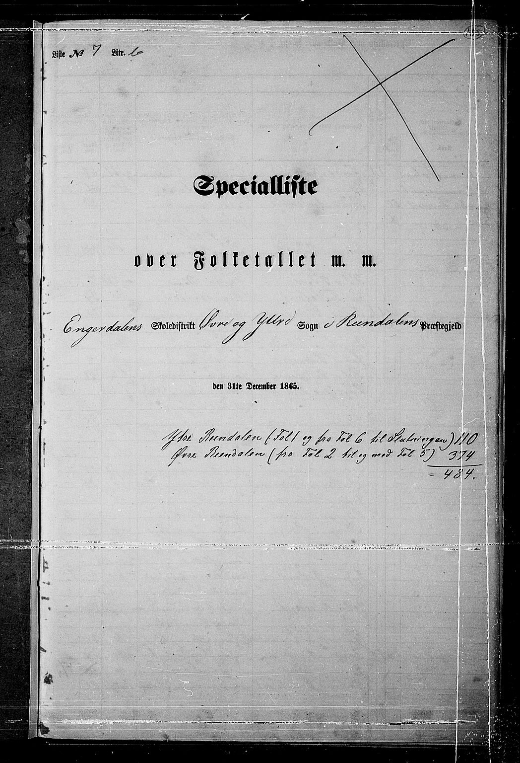 RA, Folketelling 1865 for 0432P Rendalen prestegjeld, 1865, s. 157