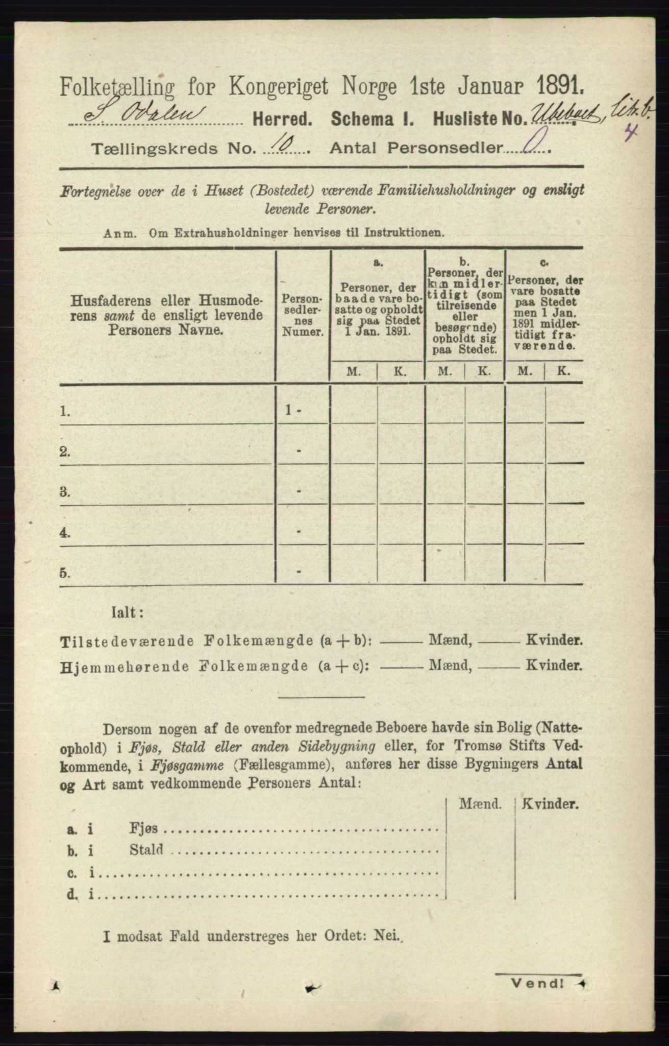 RA, Folketelling 1891 for 0419 Sør-Odal herred, 1891, s. 4285