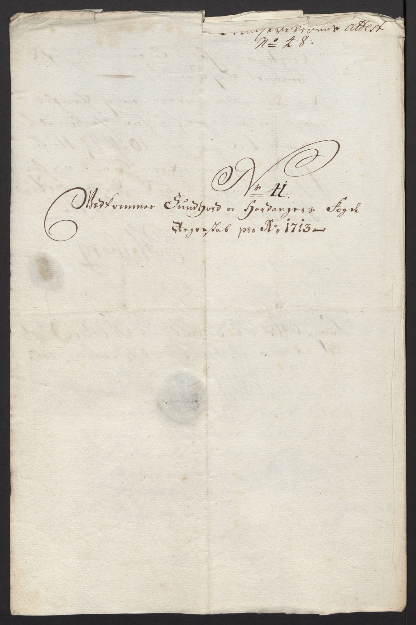 Rentekammeret inntil 1814, Reviderte regnskaper, Fogderegnskap, AV/RA-EA-4092/R48/L2989: Fogderegnskap Sunnhordland og Hardanger, 1713, s. 274