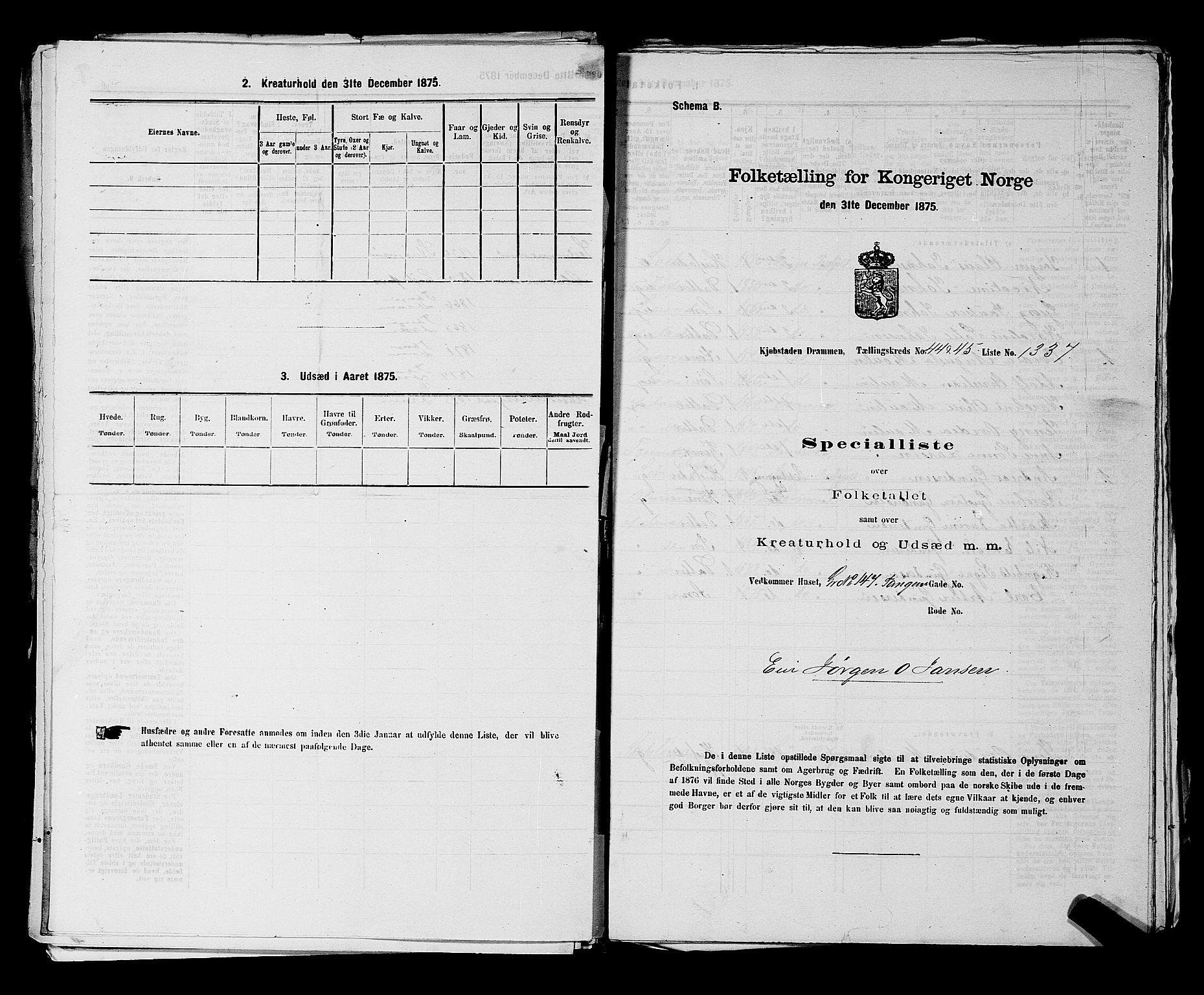 SAKO, Folketelling 1875 for 0602 Drammen kjøpstad, 1875, s. 3625