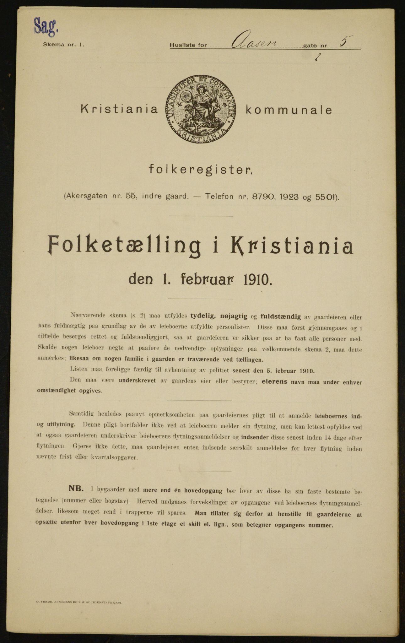 OBA, Kommunal folketelling 1.2.1910 for Kristiania, 1910, s. 124279